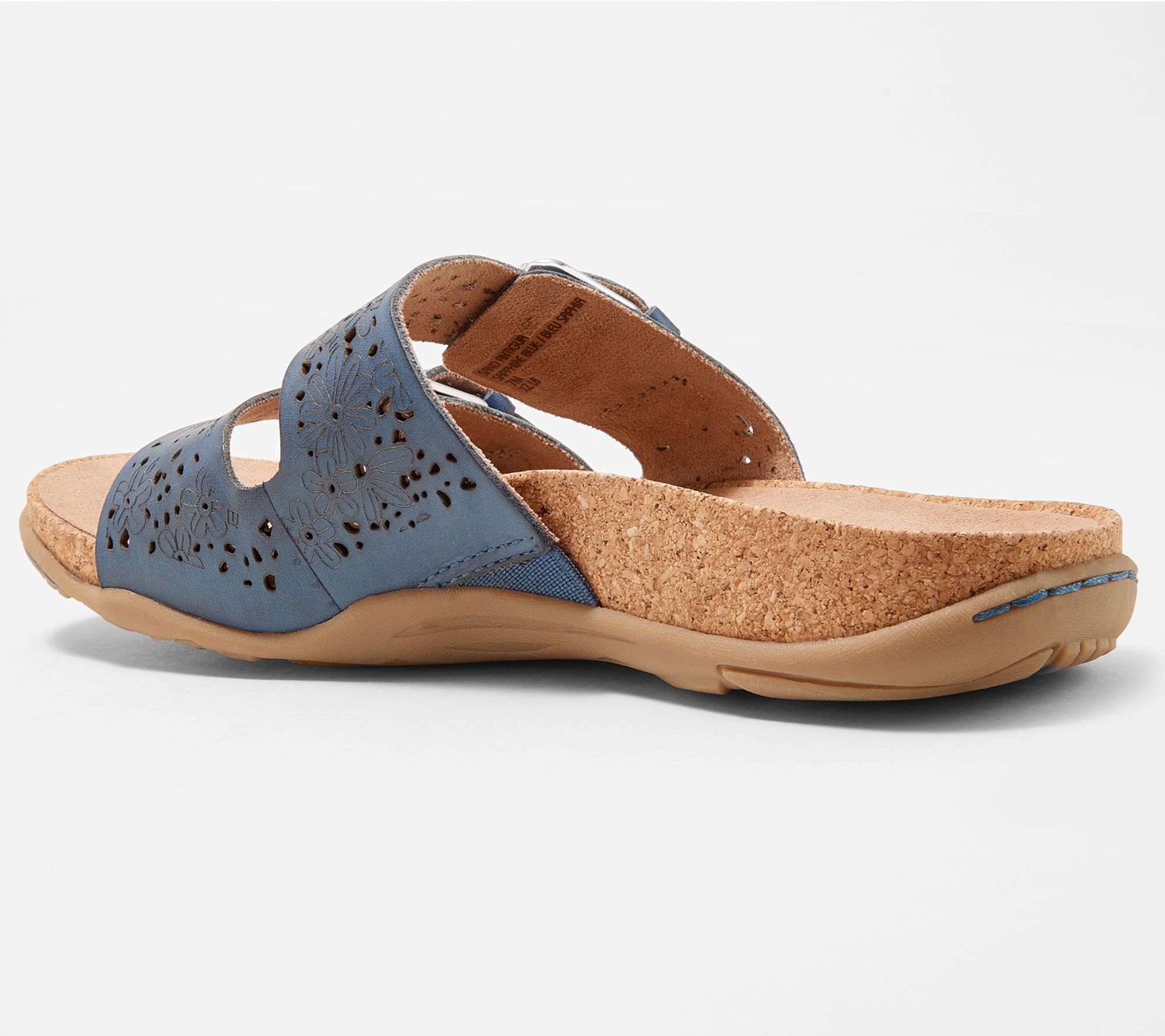 (QVC) Earth Perforated Leather Slide Sandals- Sand Antigua ...