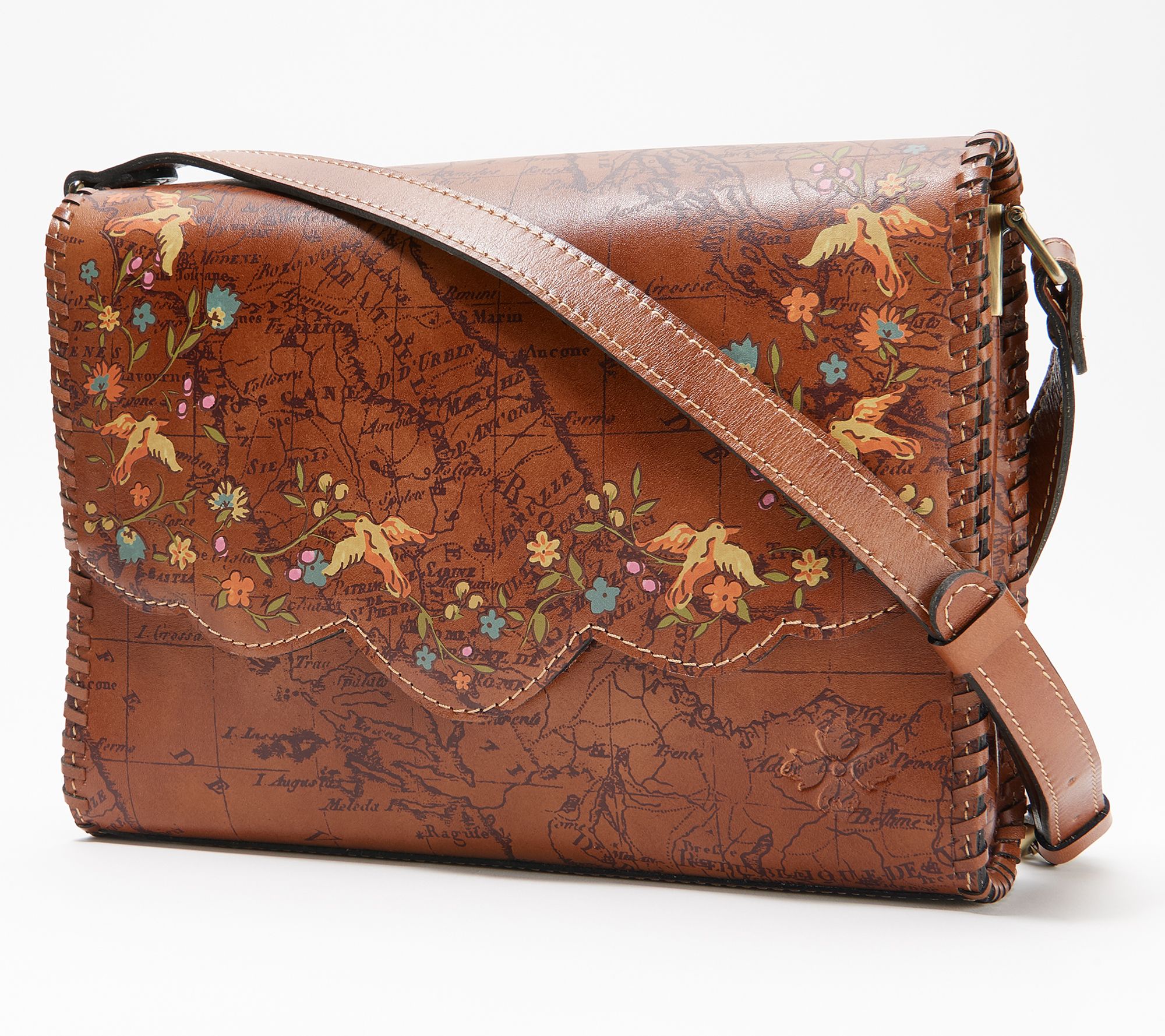 QVC ORYANY Handbag Layla Shoulder Crossbody Patent Leather Brown