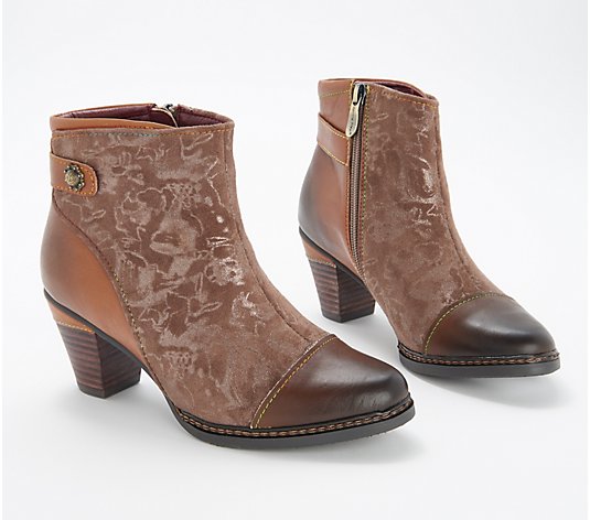 L'Artiste by Spring Step Leather Combo Ankle Boots- Socute