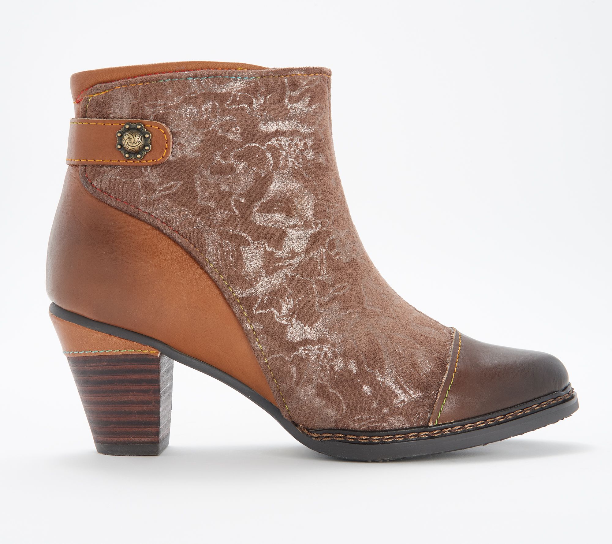 L'Artiste by Spring Step Leather Combo Ankle Boots- Socute - QVC.com