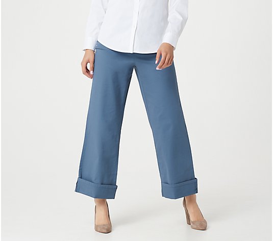 "As Is" Martha Stewart Regular Chino Wide-Leg Cuffed Pants