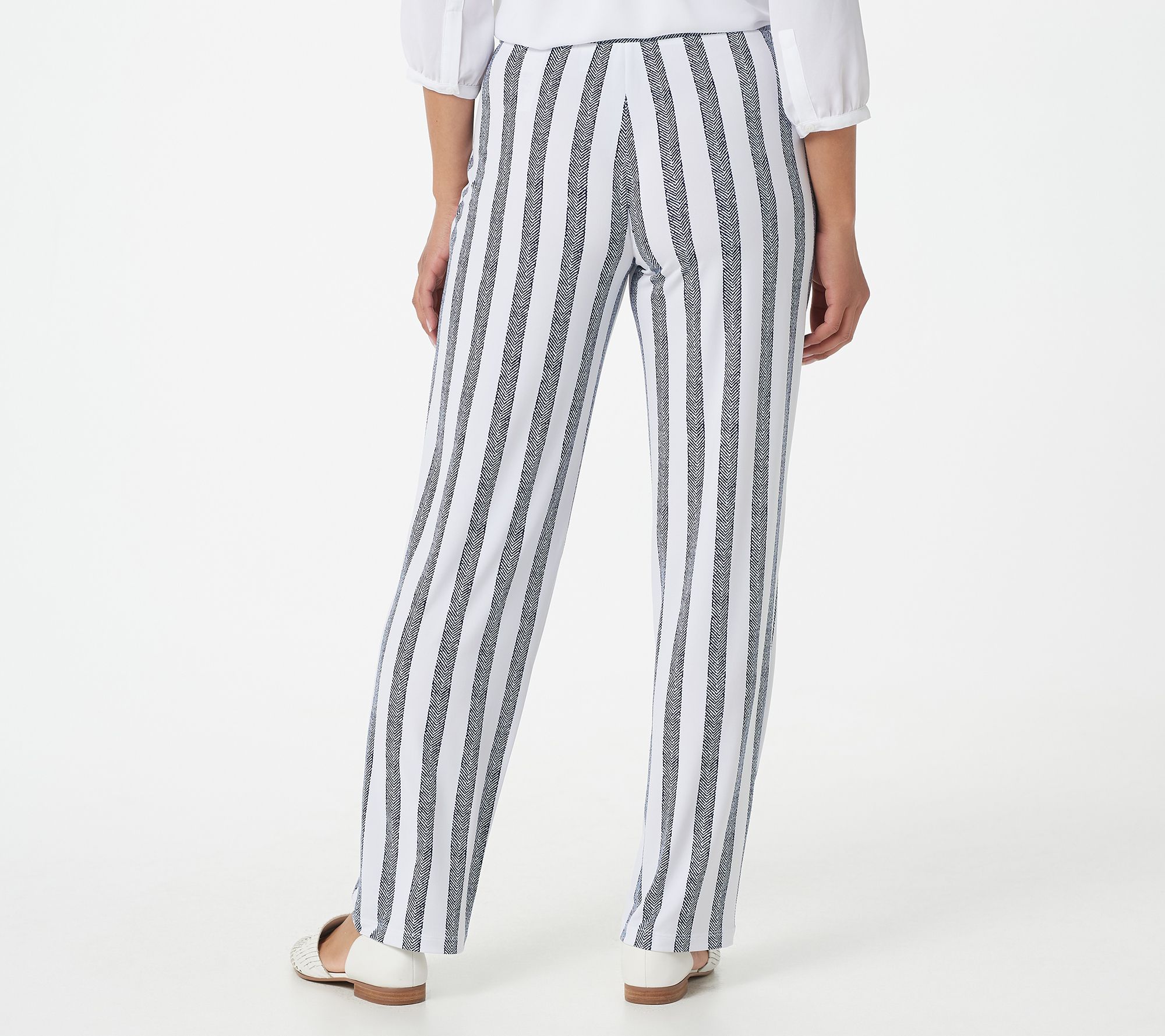 Susan Graver Striped Liquid Knit Pull On Pants QVC