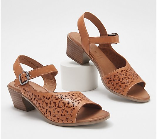 Spring Step Leather Heeled Sandals - Delia