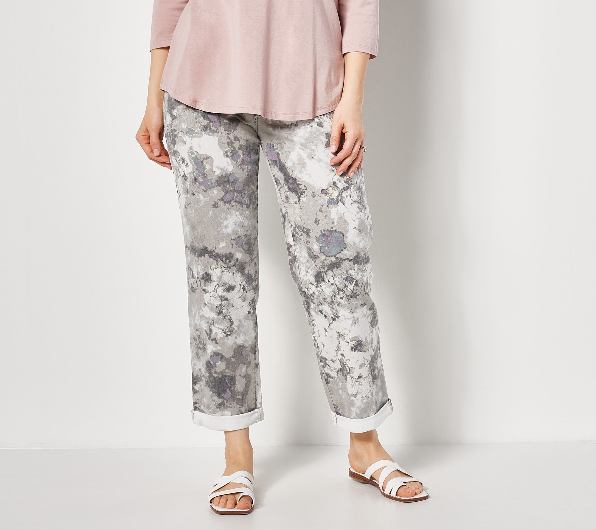 LOGO by Lori Goldstein Petite Tie-Dye Boyfriend Jeans