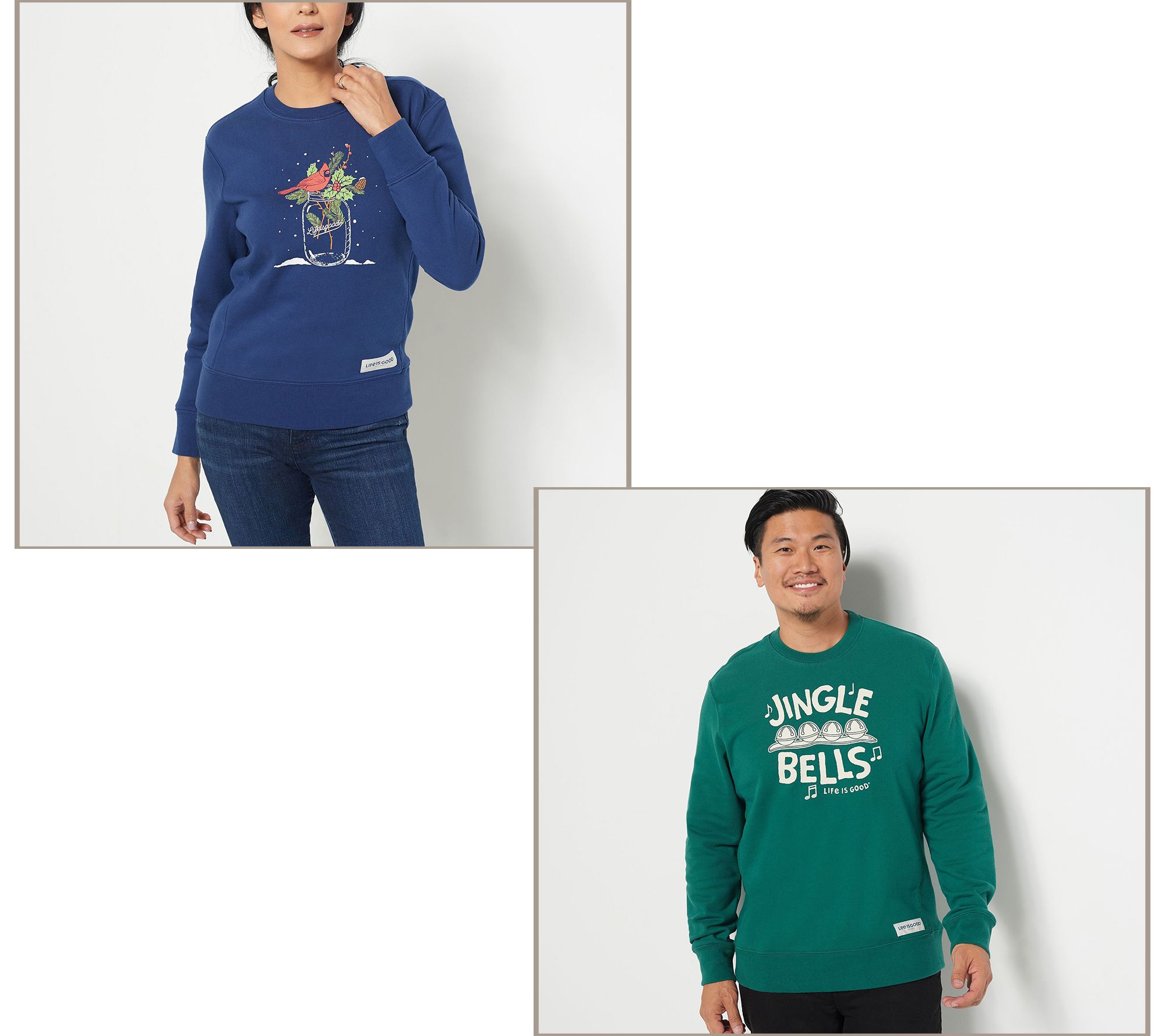 Life is Good Holiday Long Sleeves Fleece Crew