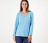 Denim & Co. Essentials 3-Pack Perfect Jersey Long Slv V-Neck Tops, 5 of 6