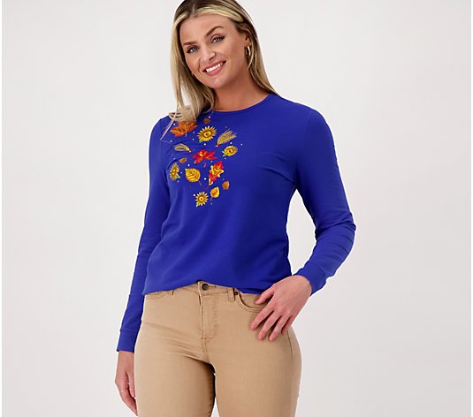 Quacker Factory Fall Flair Embellished Top