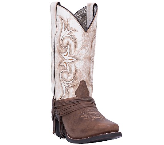 Laredo Mid-Calf Leather Cowboy Square-Toe Boots- Myra