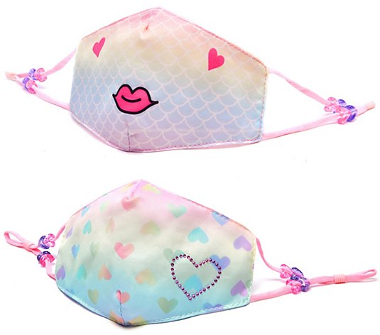 OMG Accessories Mermaid & Heart Printed Face Covering Set