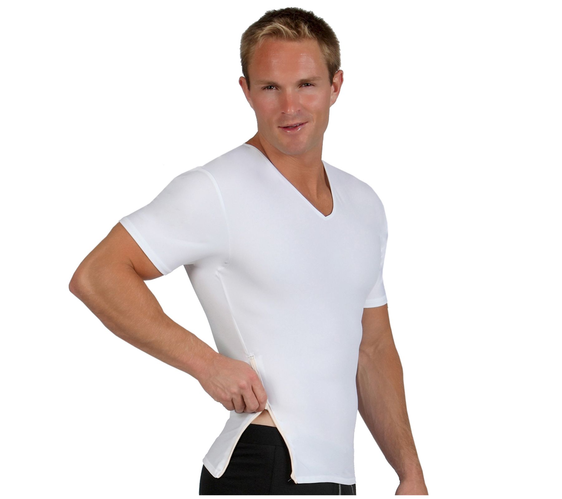 InstantFigure Men's Compression Side Zip V-NeckShirt