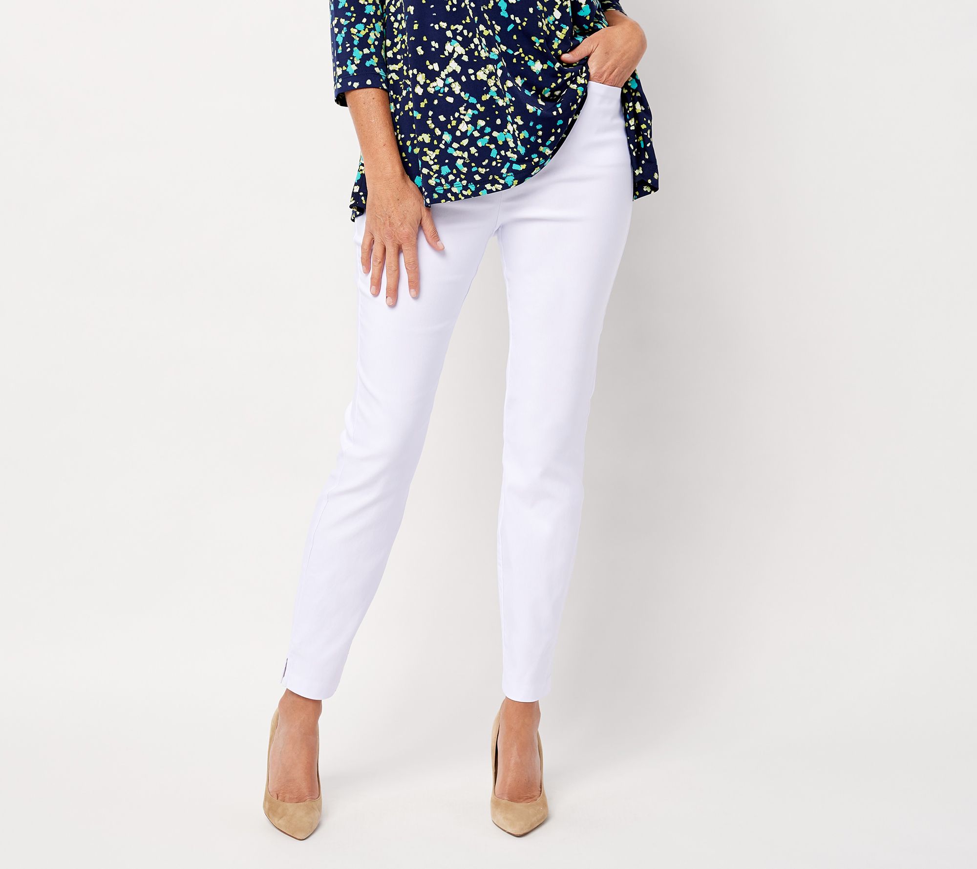 "As Is" Susan Graver Petite Smooth Stretch Slim Leg Ankle Pants