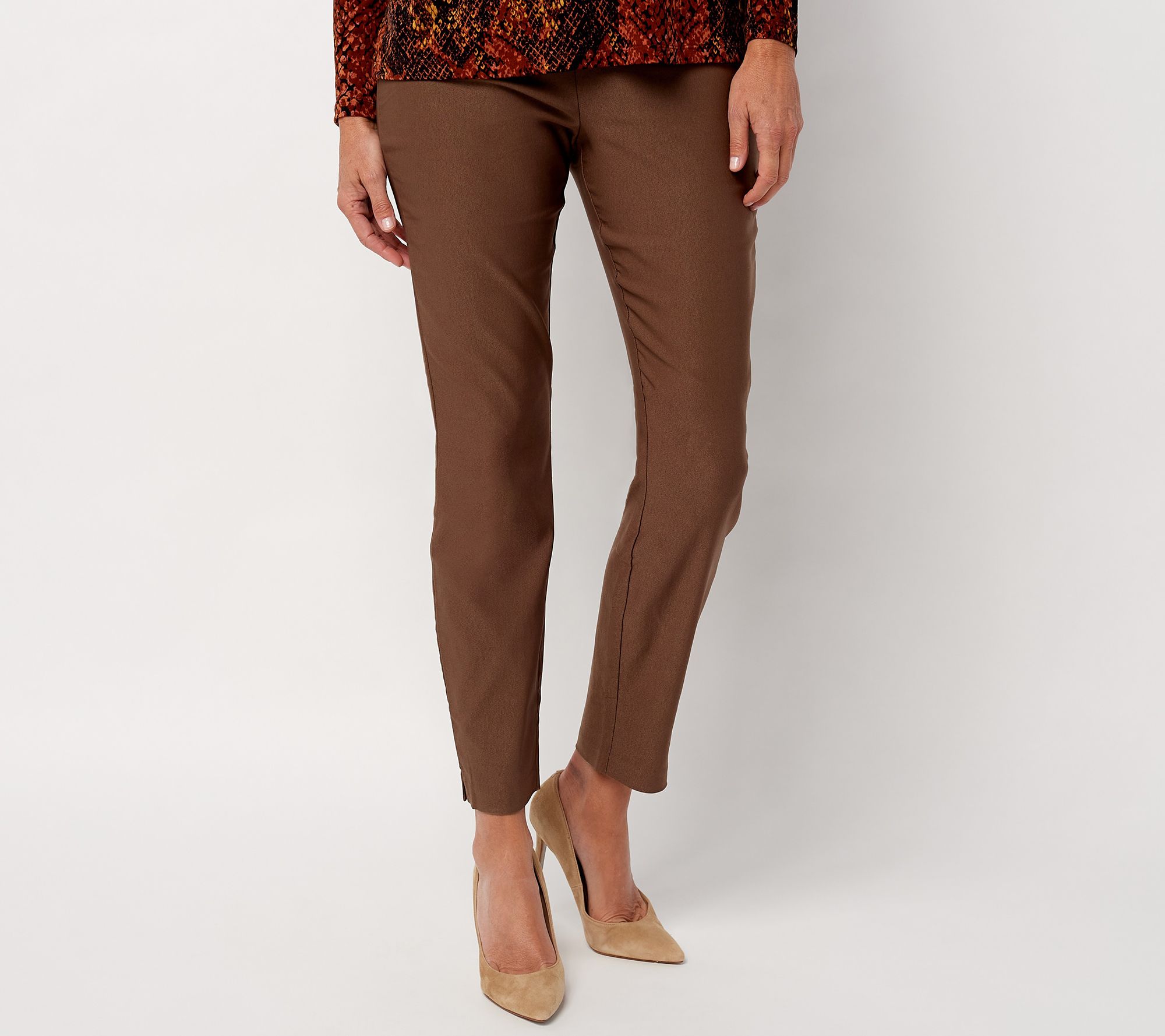 "As Is" Susan Graver Petite Smooth Stretch Slim Leg Ankle Pants