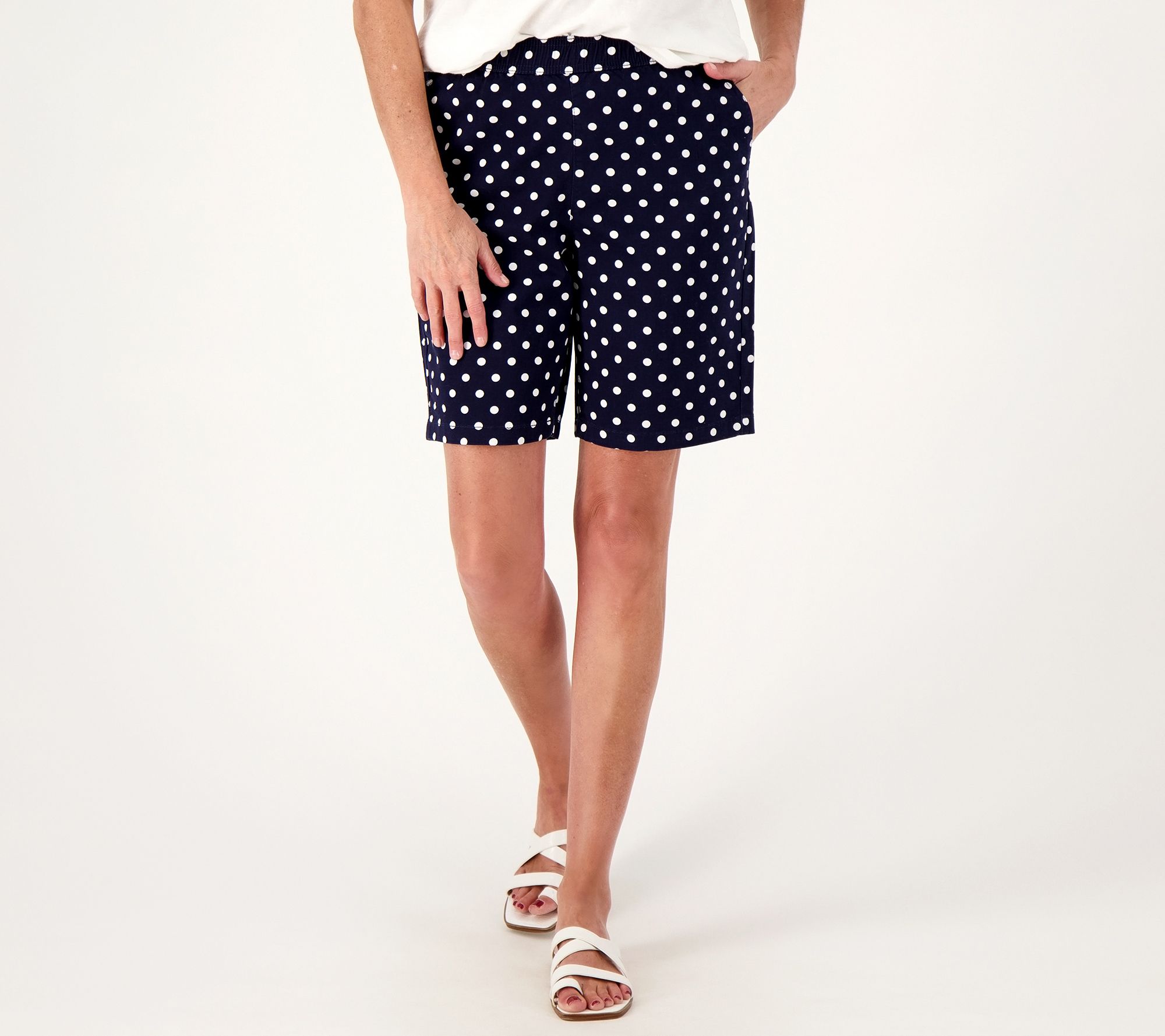 Denim & Co. Petite EasyWear Twill Relaxed Pull On Short