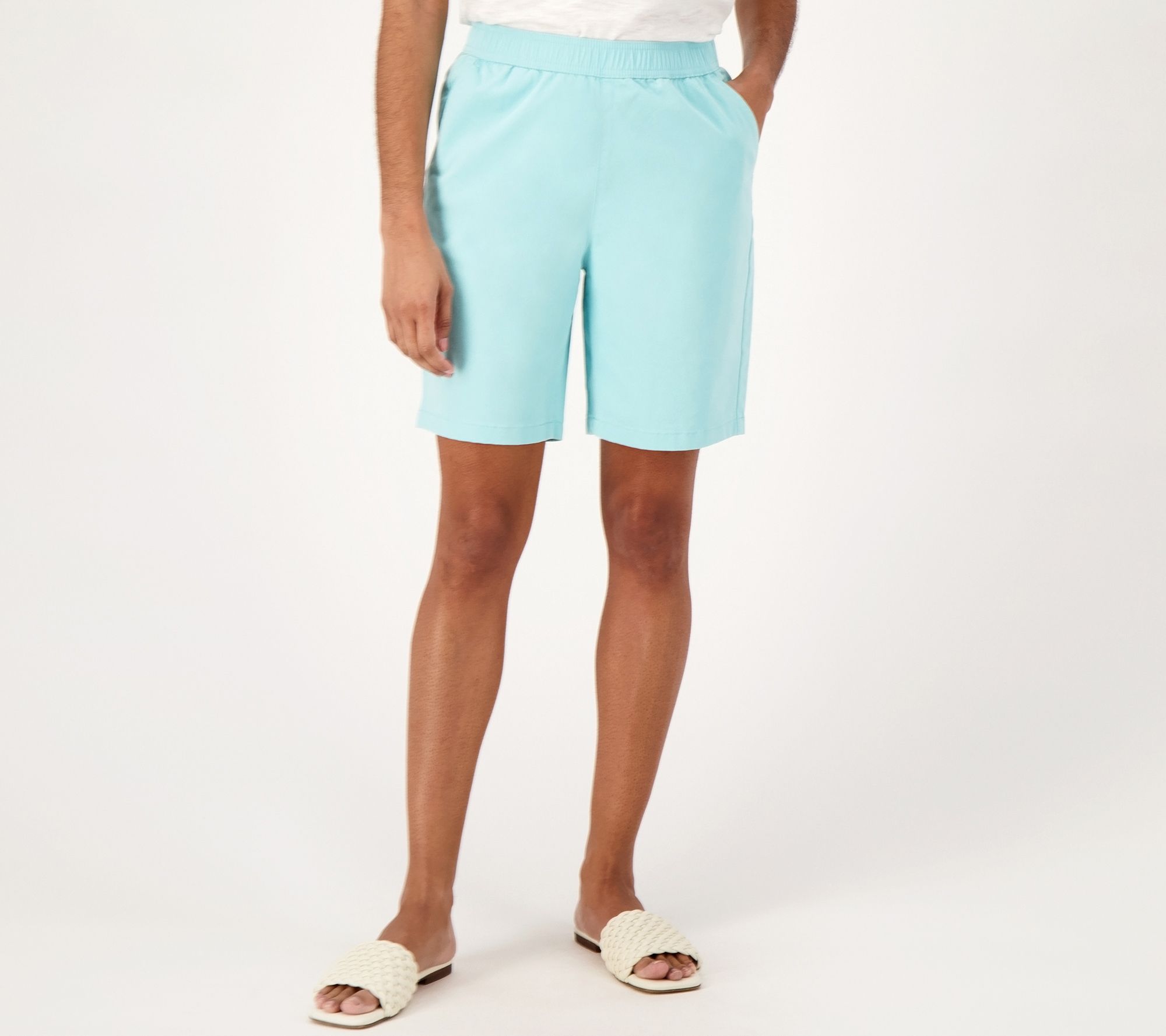 Denim & Co. Petite EasyWear Twill Relaxed Pull On Short