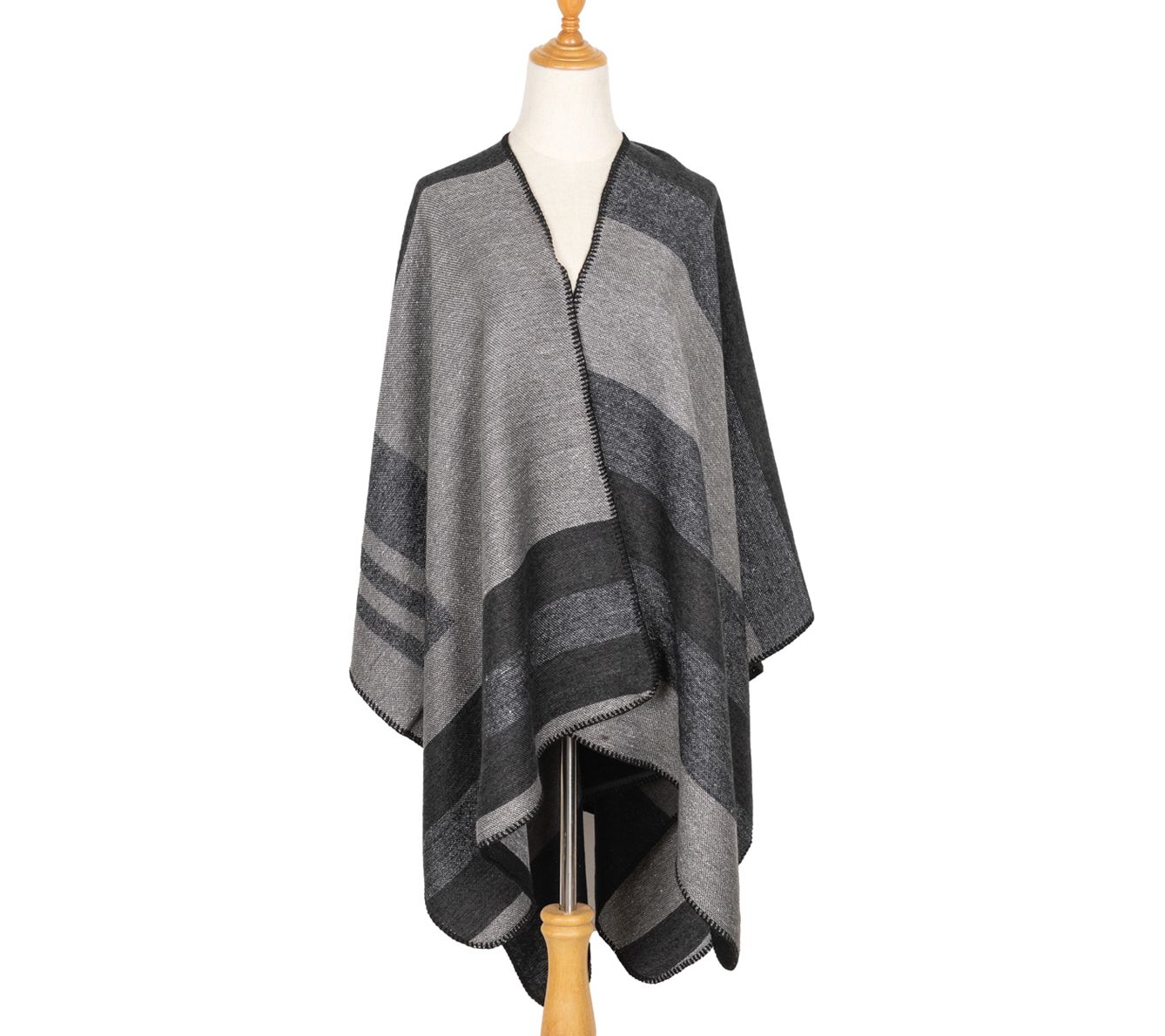 Bay Sky by San Diego Hat Co. Woven Striped Open Front Poncho - QVC.com