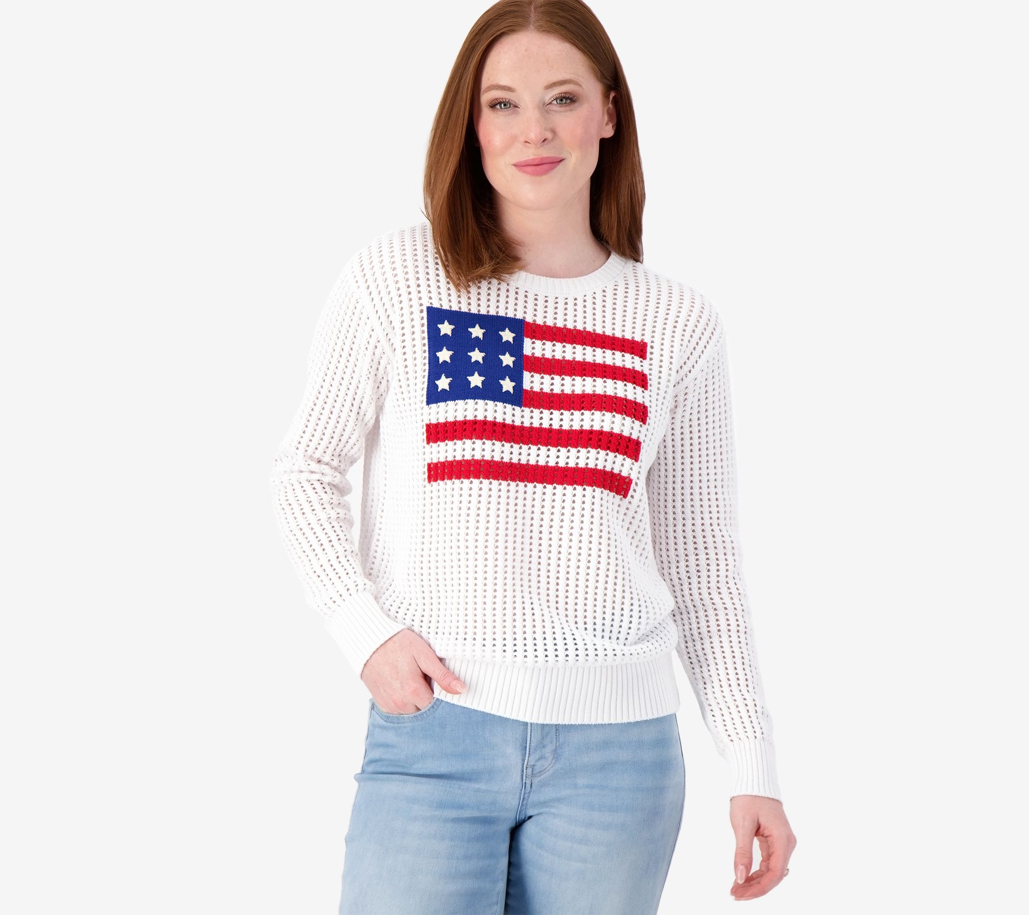 Joan Rivers American Flag Cotton Sweater