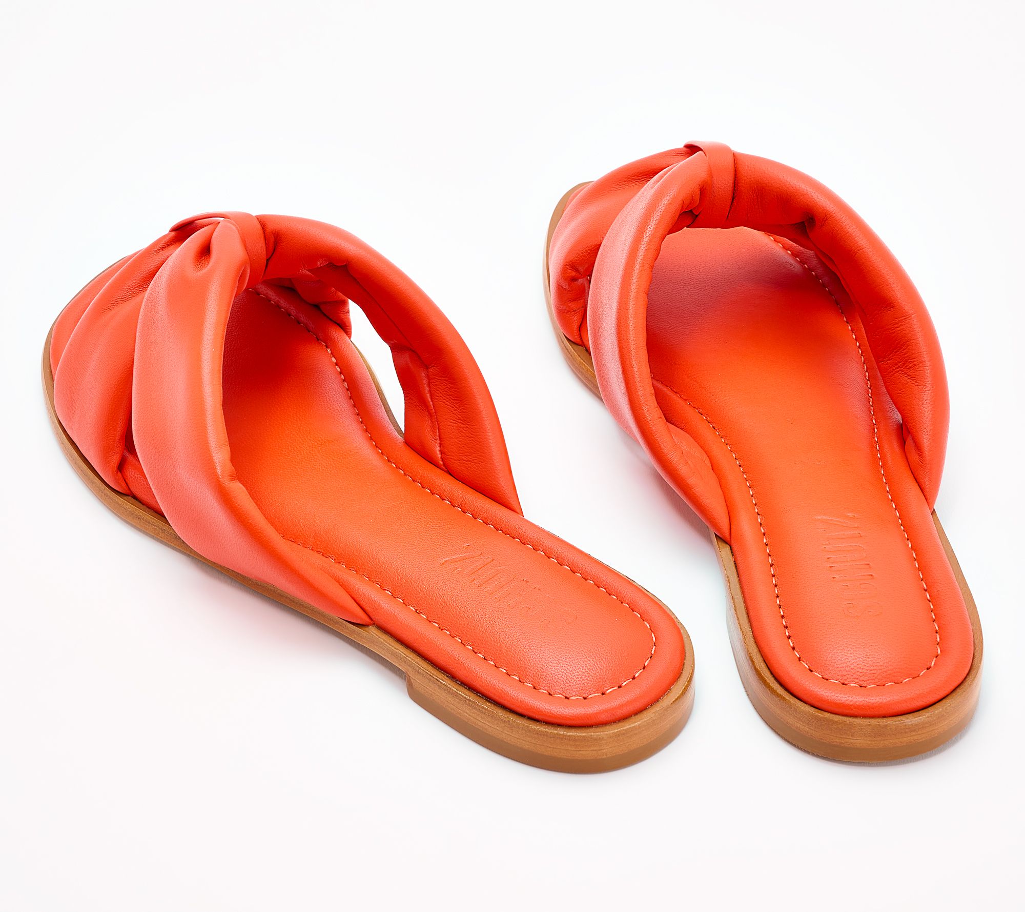 Schutz Puffy Leather Slide Sandals - Fairy - QVC.com