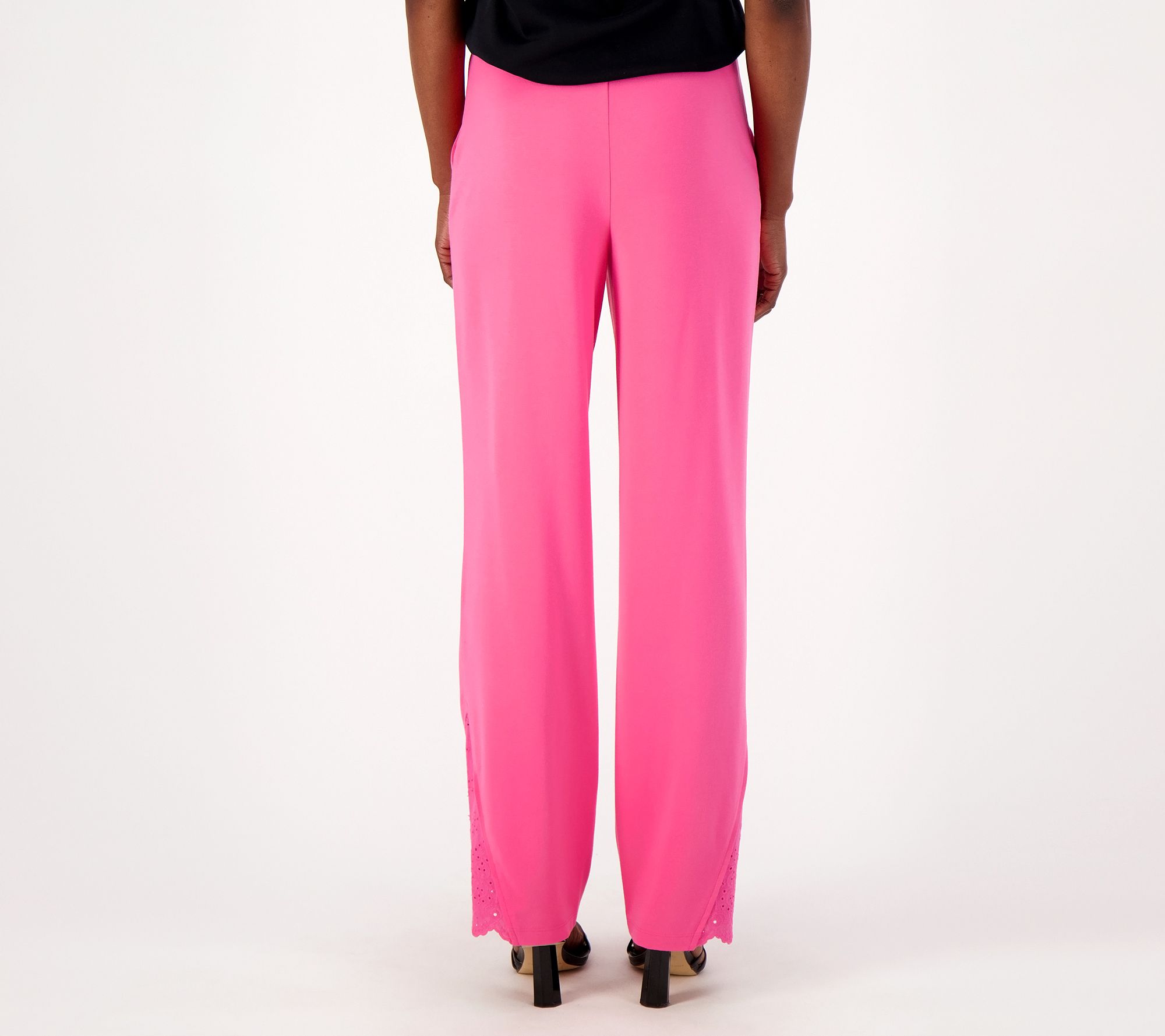 Isaac Mizrahi Live! Tall Knit Pants with Eyelet Trim