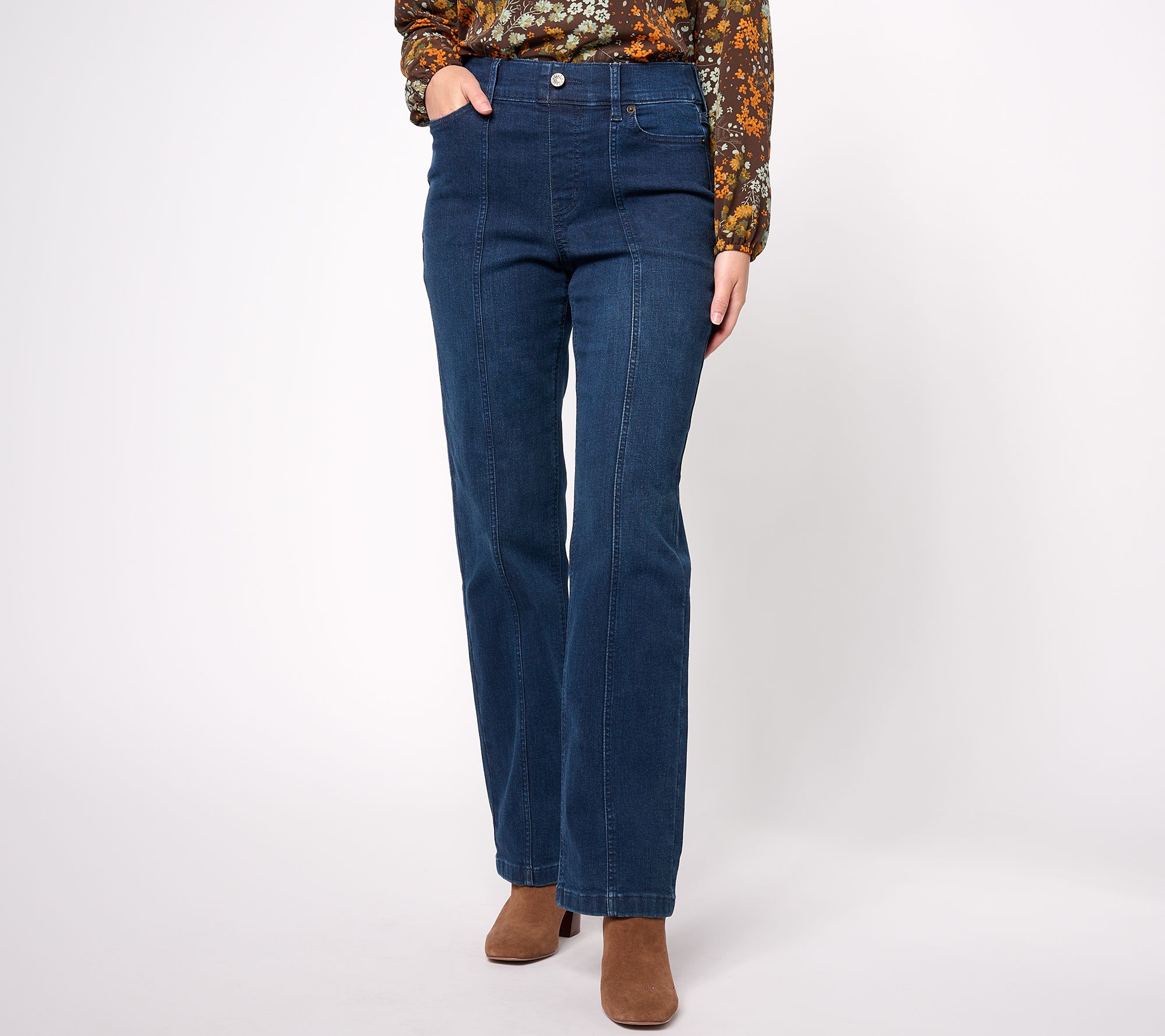 Denim & Co. Tall Comfy Knit Denim Straight Leg Pocket Jeans