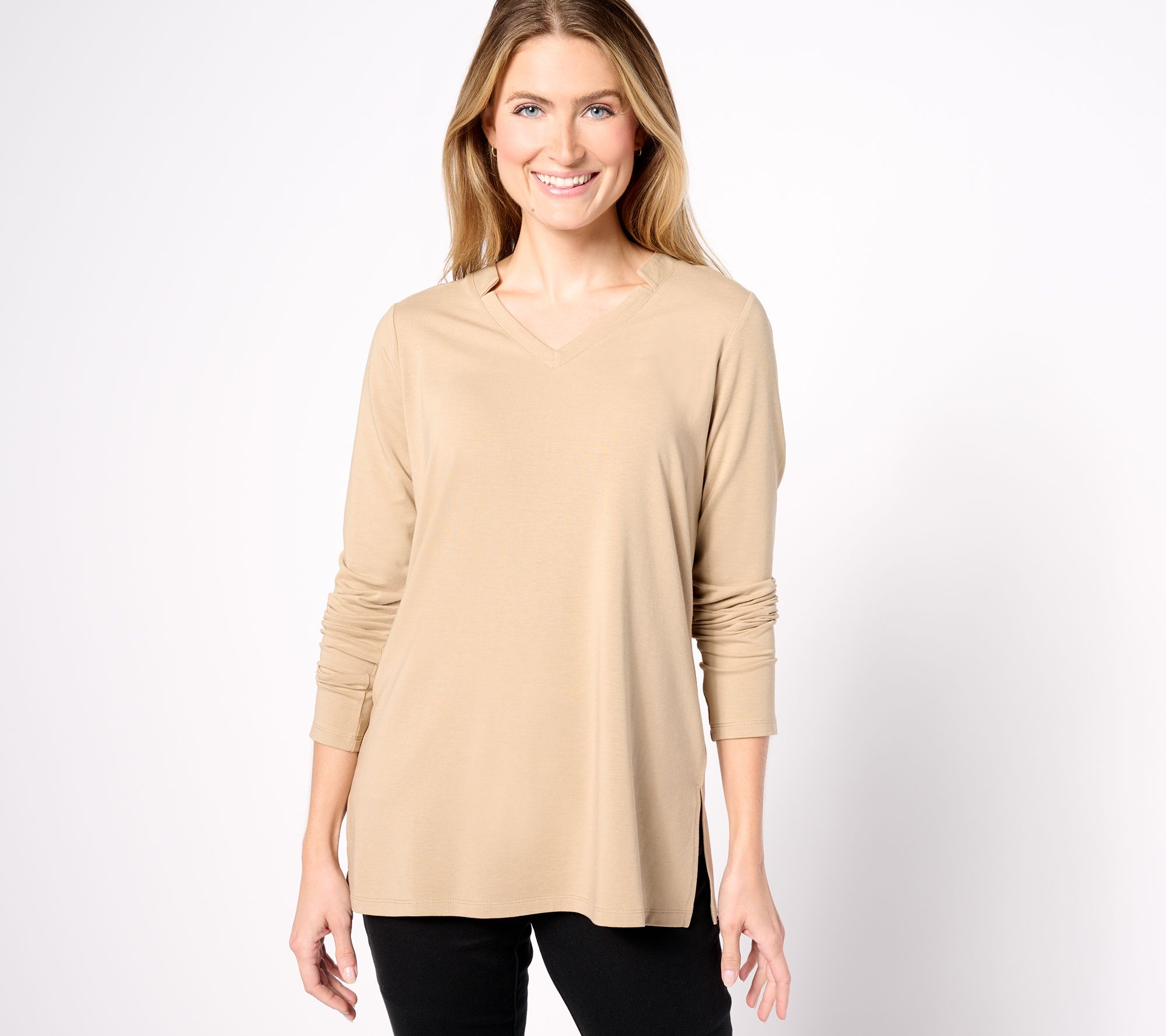 Belle by Kim Gravel Primabelle Knit V-Neck Tunic Top