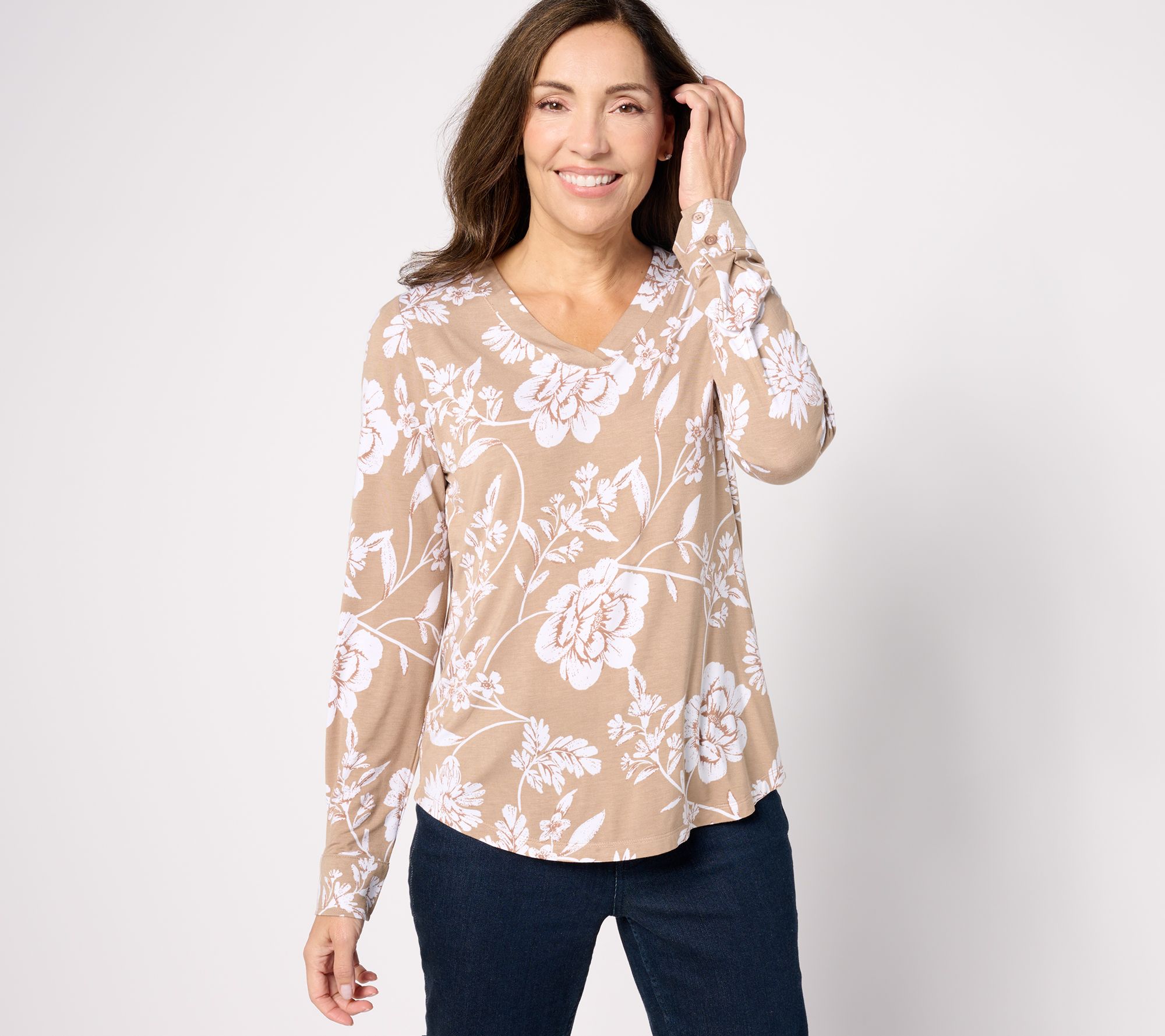 Belle by Kim Gravel Rayon Spandex Winter Garden Knit Blouse