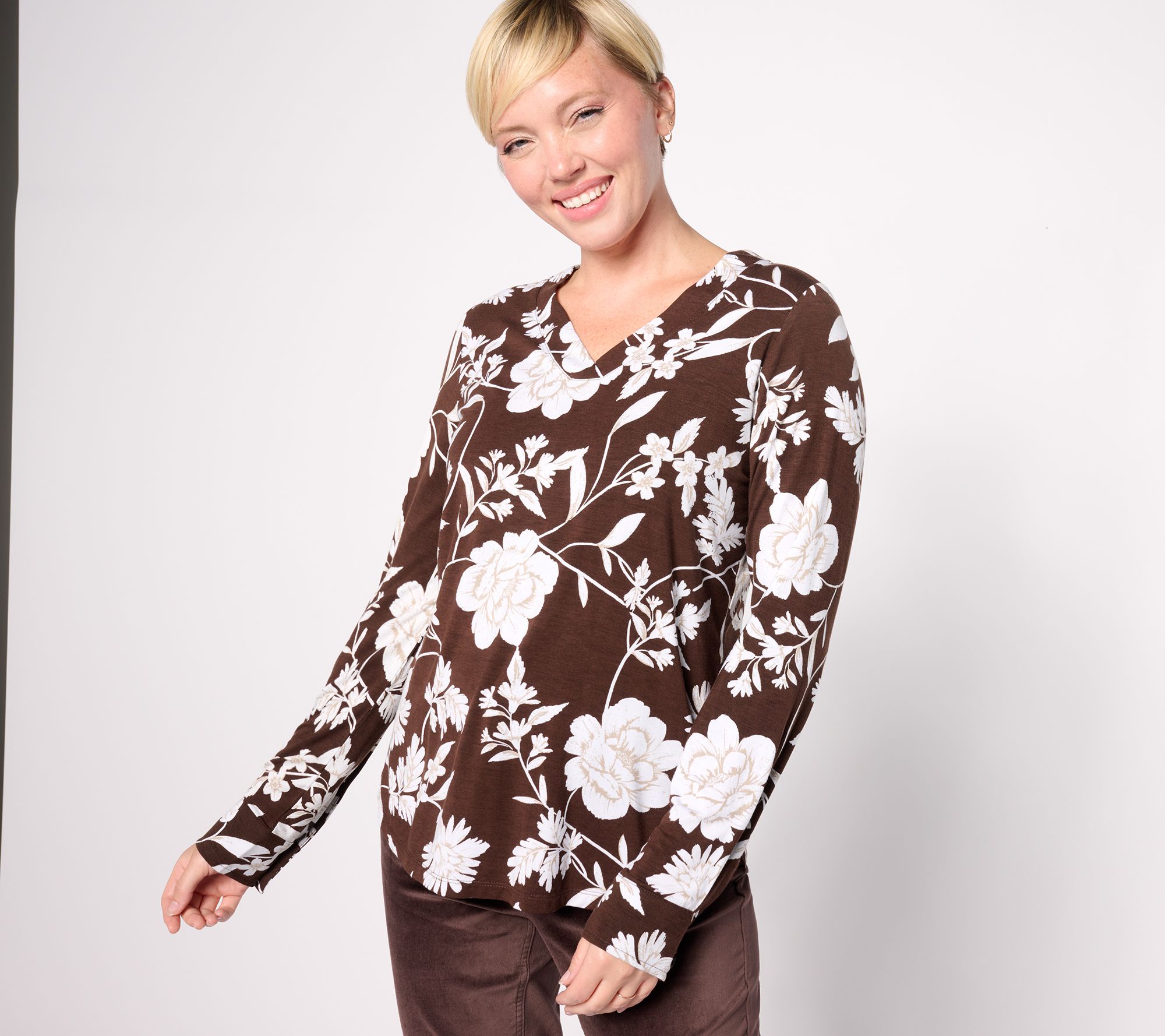 Belle by Kim Gravel Rayon Spandex Winter Garden Knit Blouse