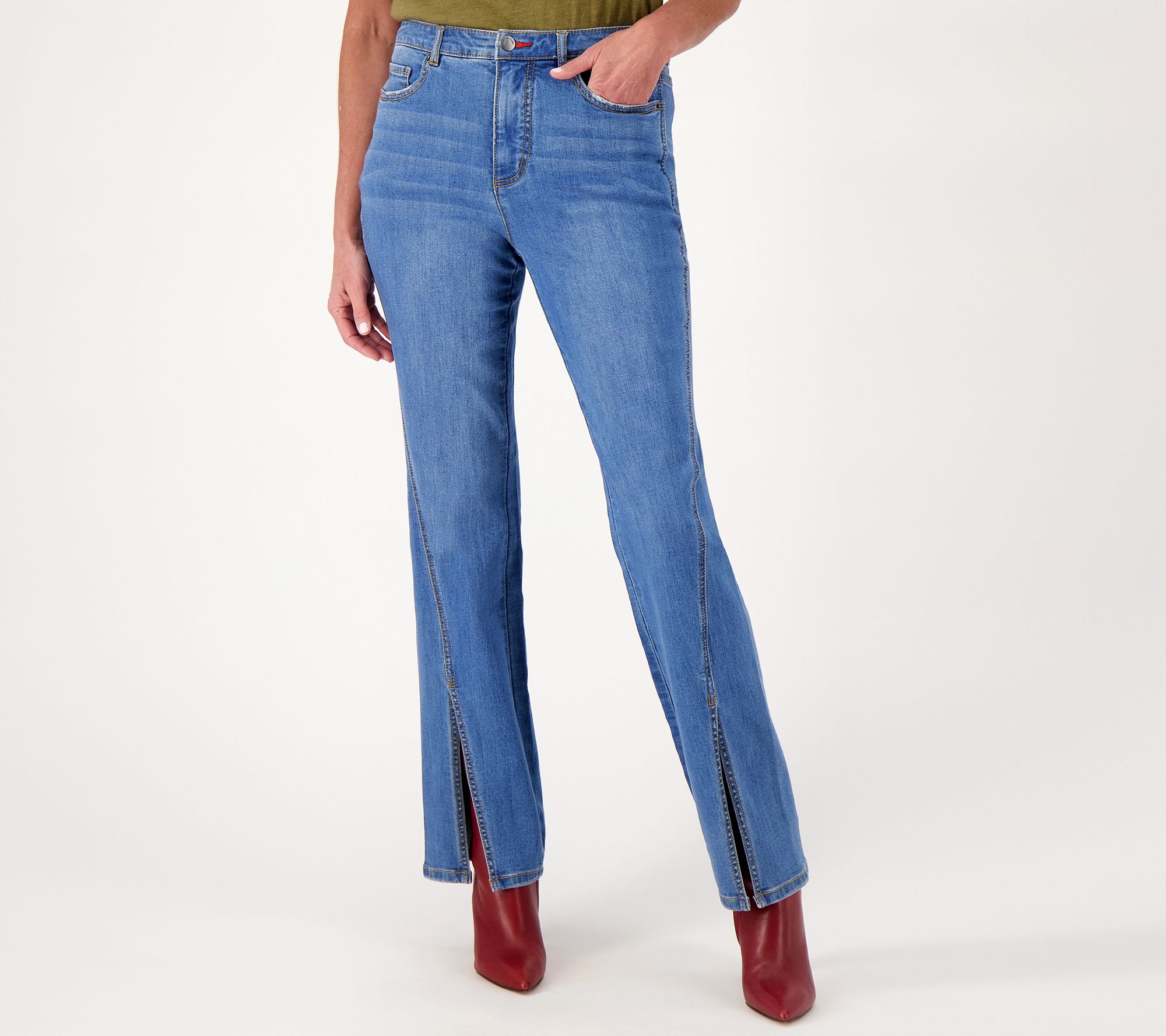 "As Is" Peace Love World Petite Denim Slit Hem Jeans