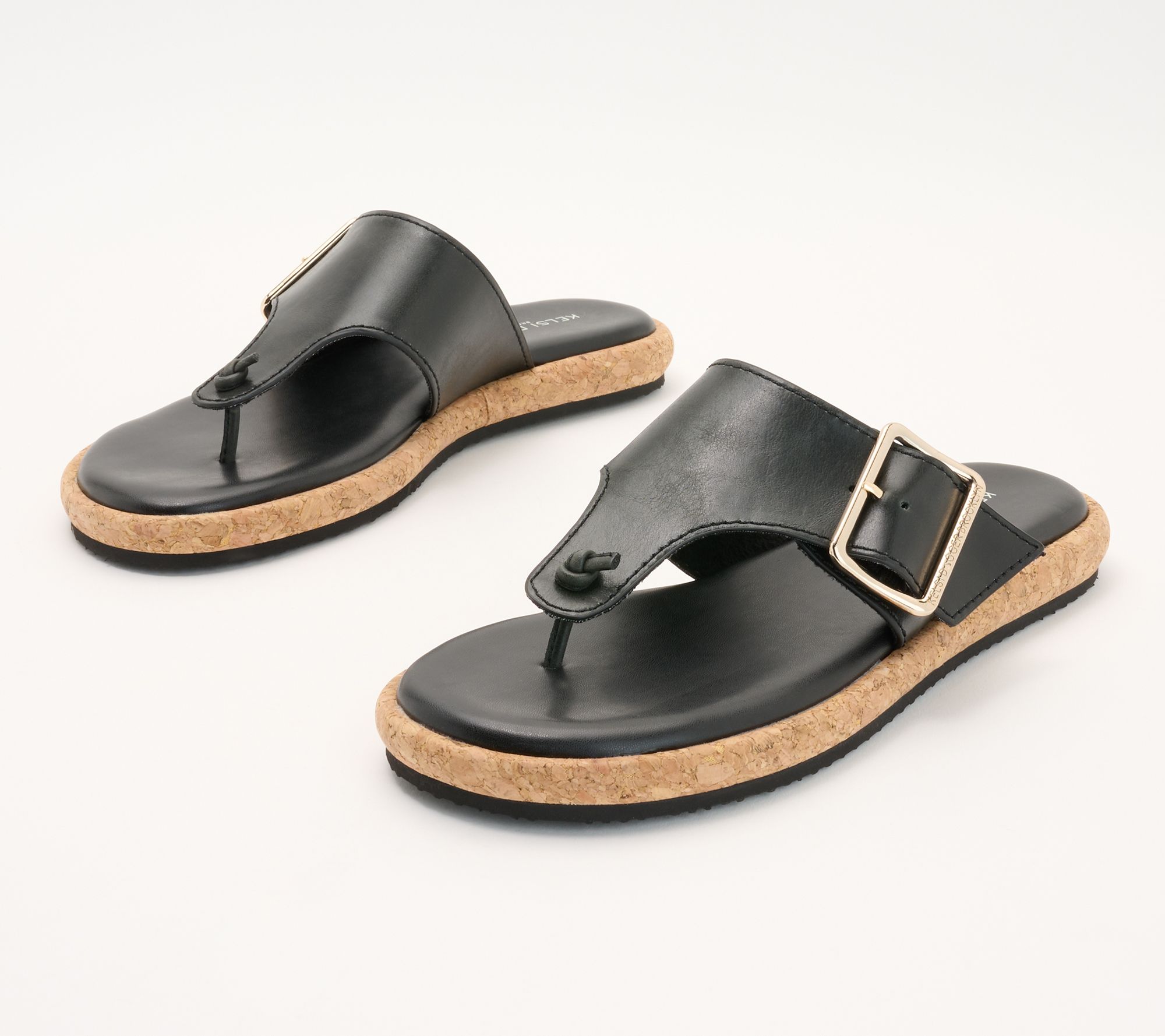 "As Is" Kelsi Dagger Leather Buckle Thong Sandals - Theory