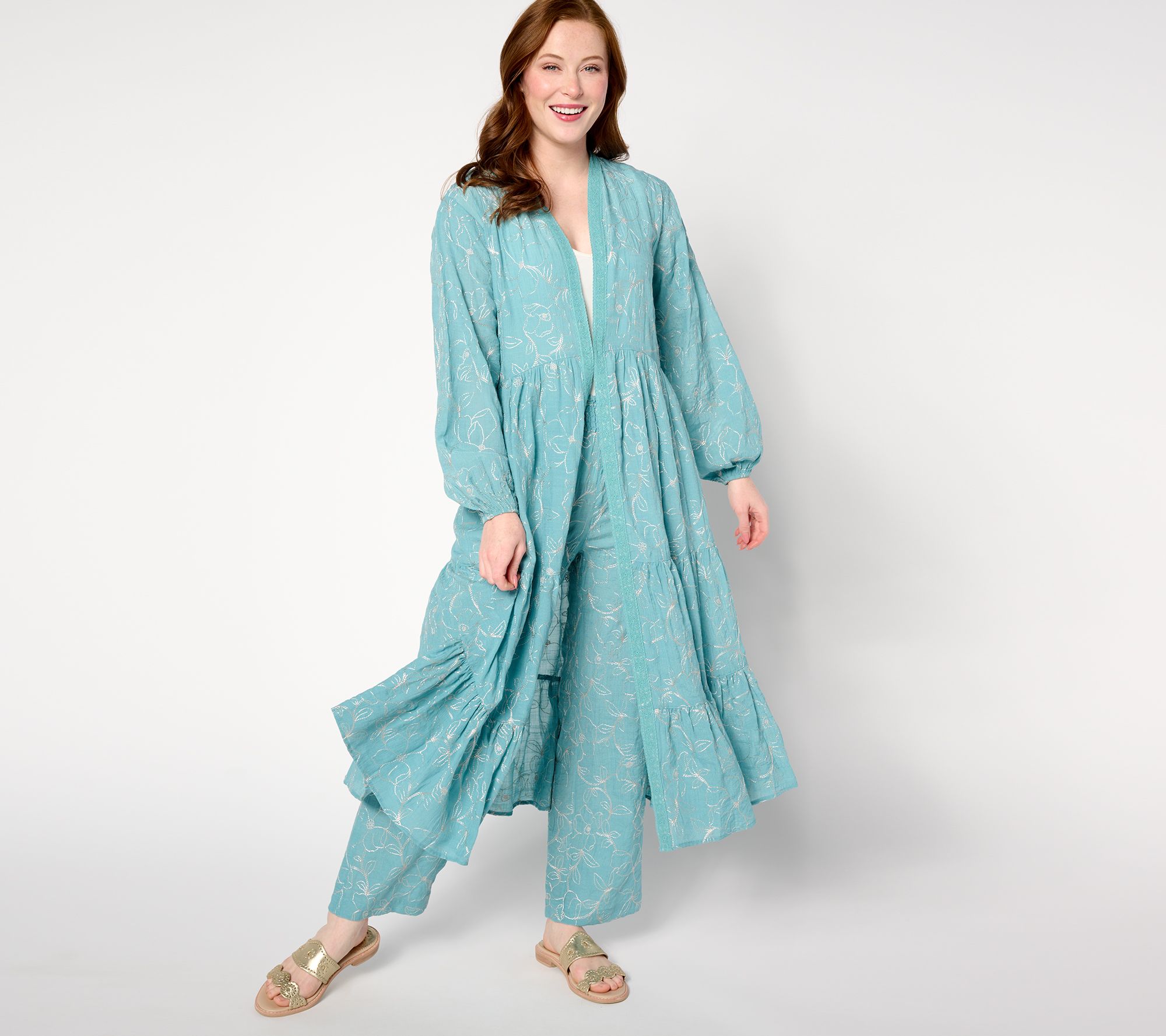 Isaac Mizrahi Live! Petite Bridgehampton Embroidered Gauze Duster
