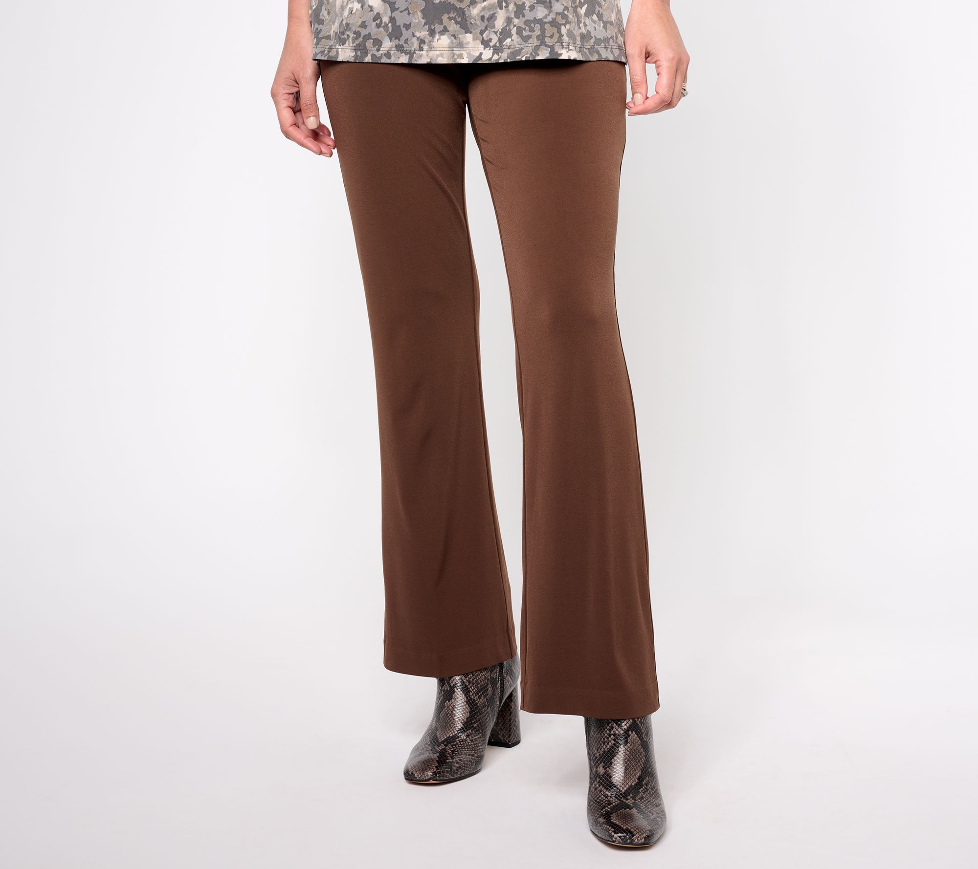 "As Is" Susan Graver Modern Essentials Reg Liquid Knit Ava Boot Cut Pants