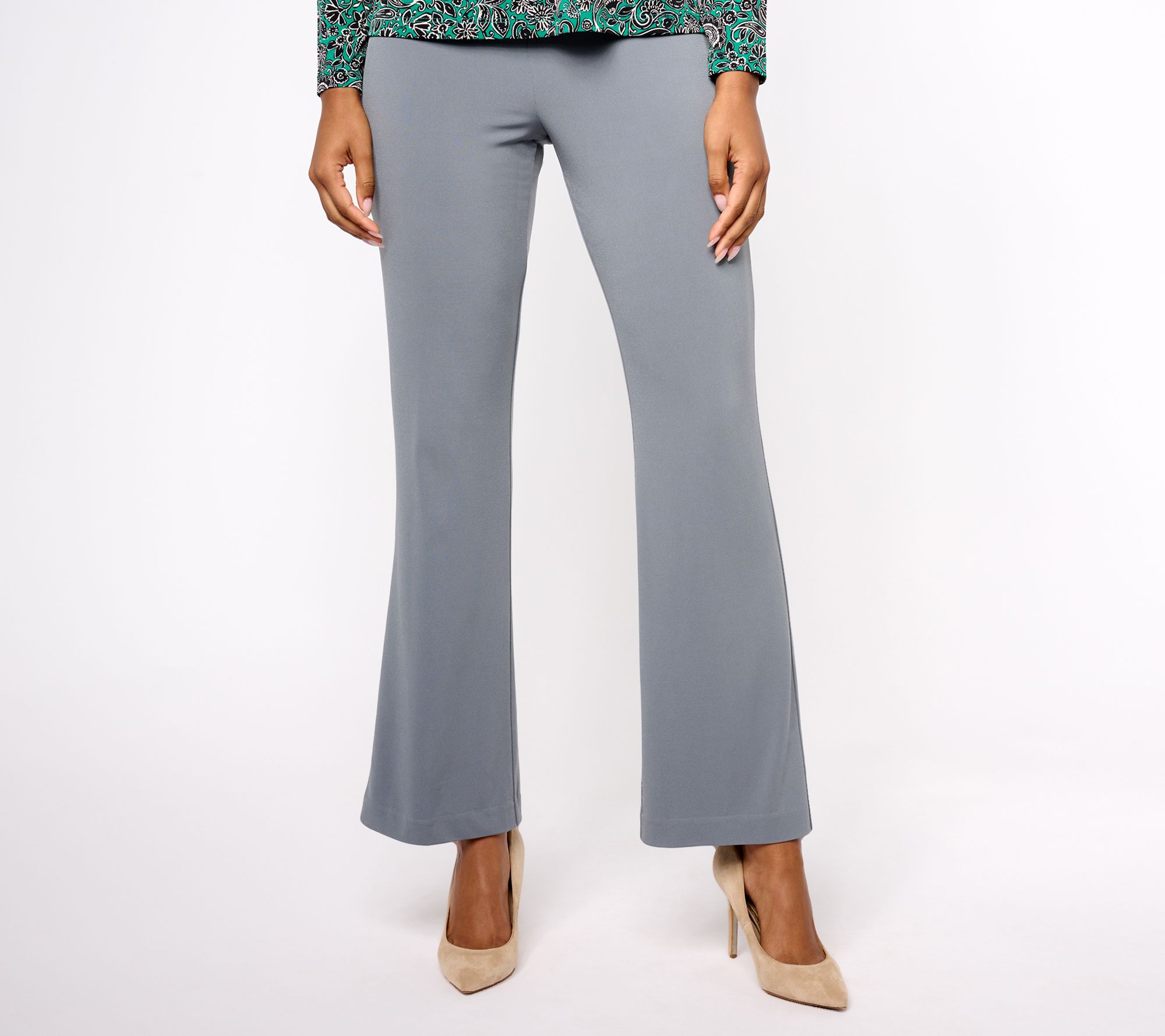 "As Is" Susan Graver Modern Essentials Reg Liquid Knit Ava Boot Cut Pants