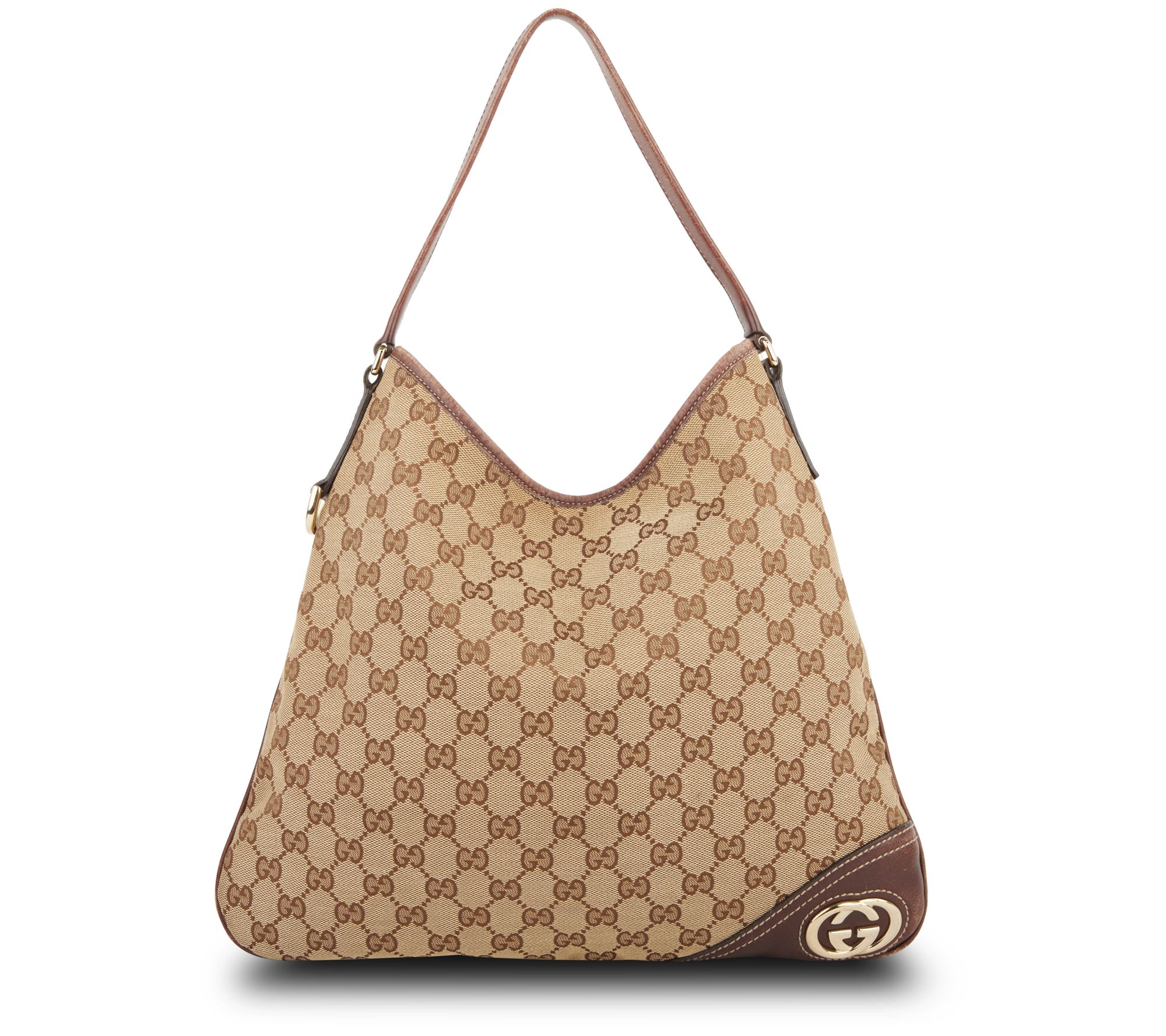 Pre-Owned Gucci Britt Shoulder Bag GG Canvas Brown