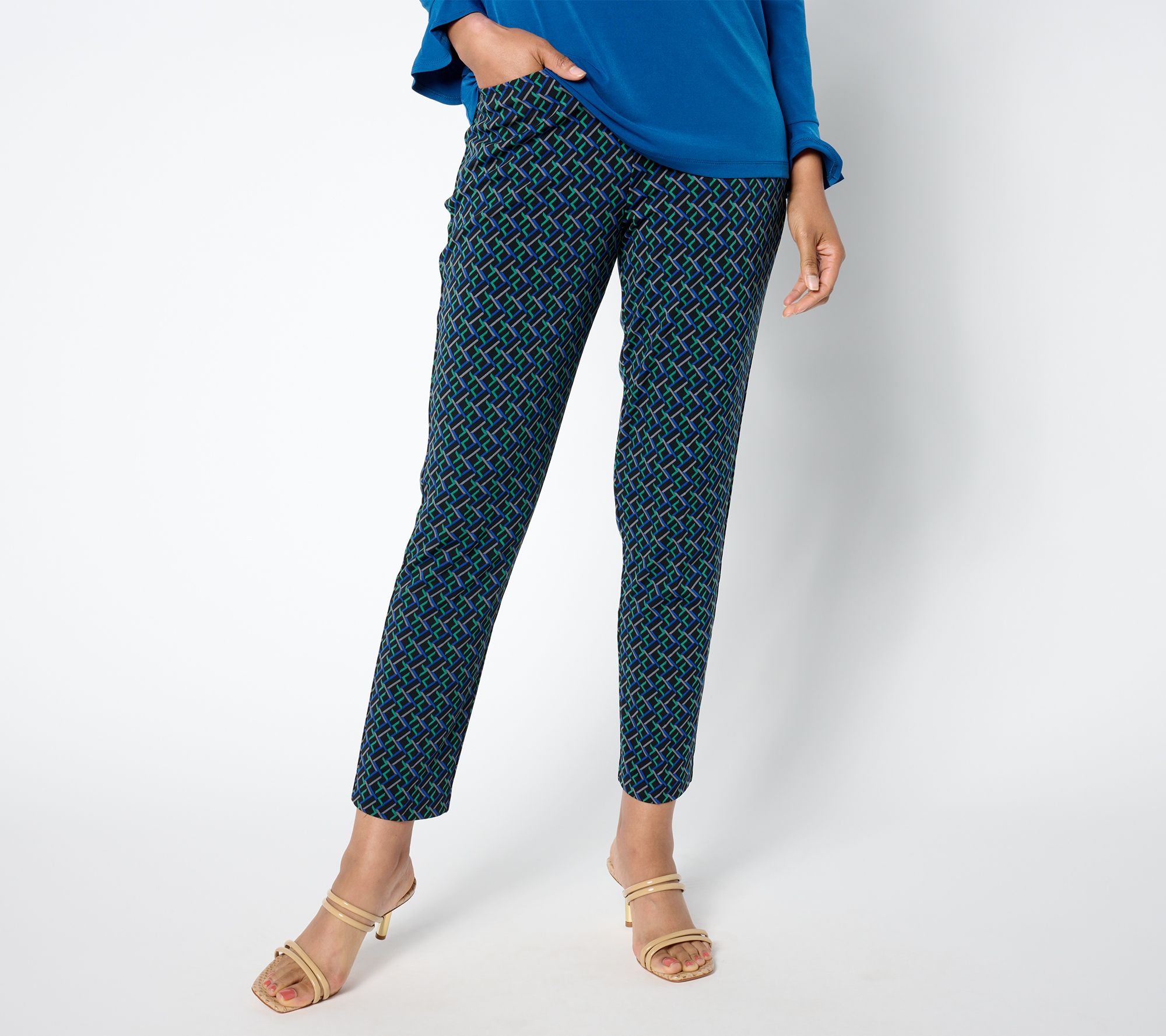 GRAVER Susan Graver Petite Printed LK Fusion Ava Slim Pants