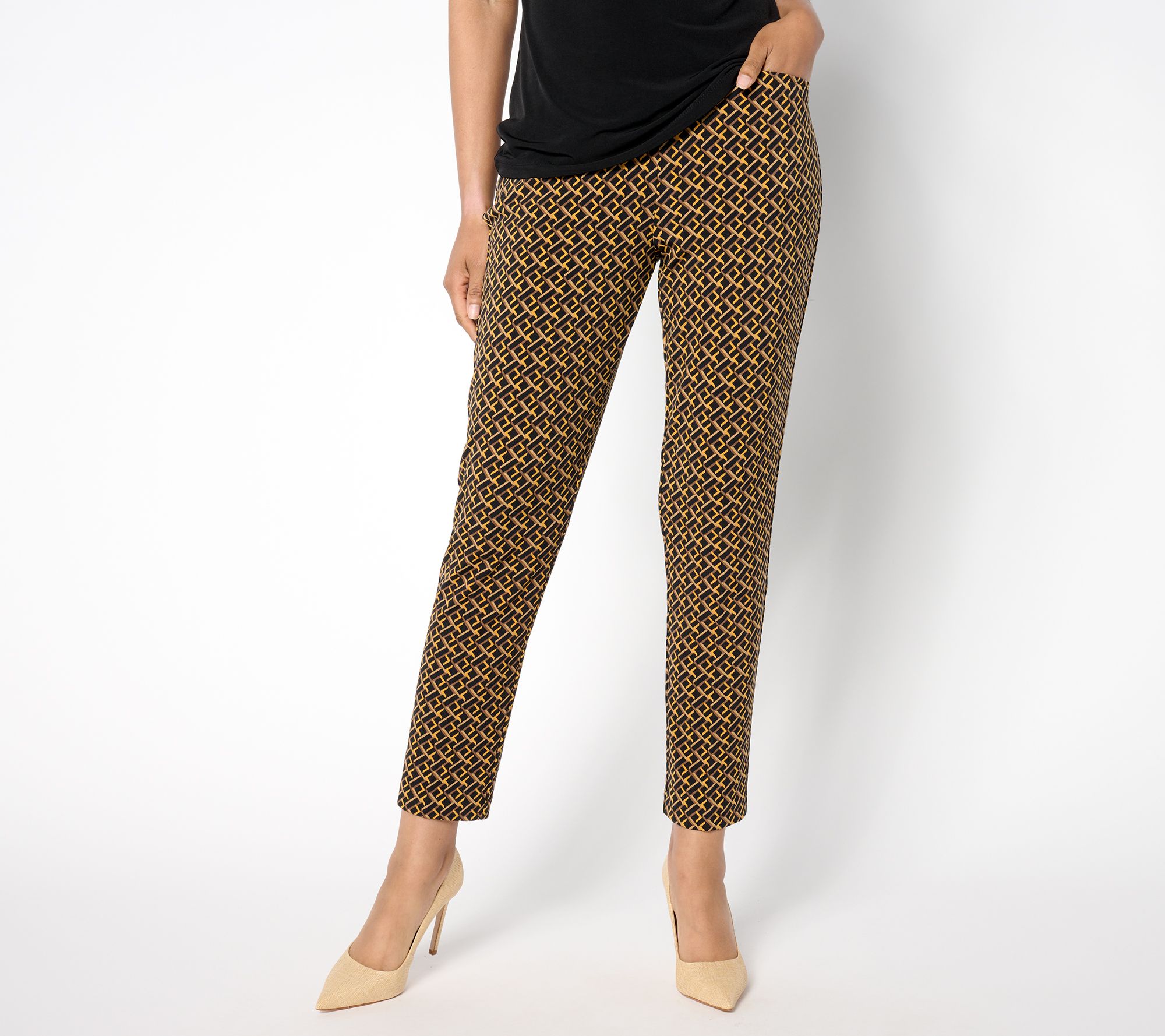 GRAVER Susan Graver Petite Printed LK Fusion Ava Slim Pants