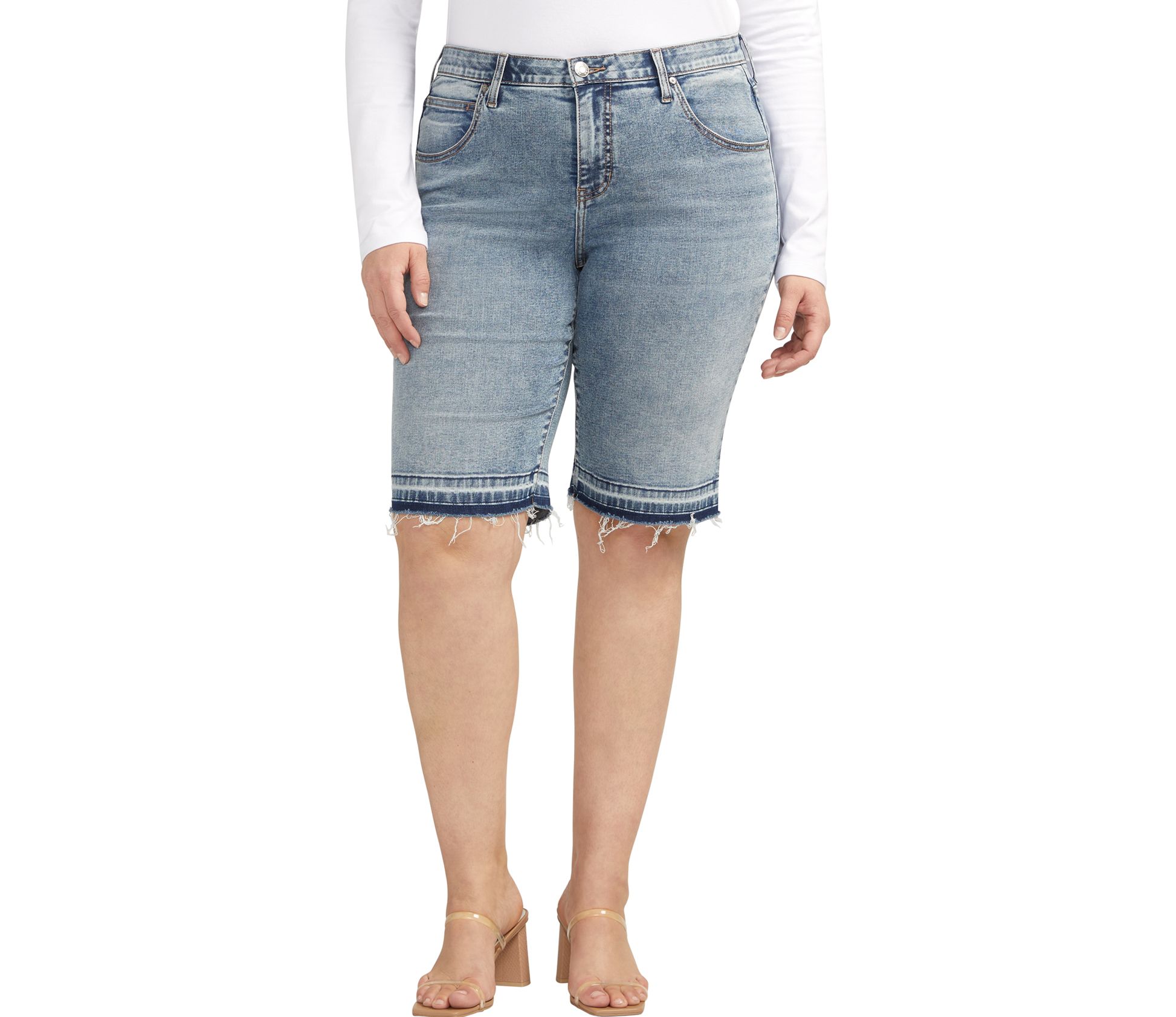 Bermuda Shorts In Plus Size In Stretch Twill - Sweet Home Pink