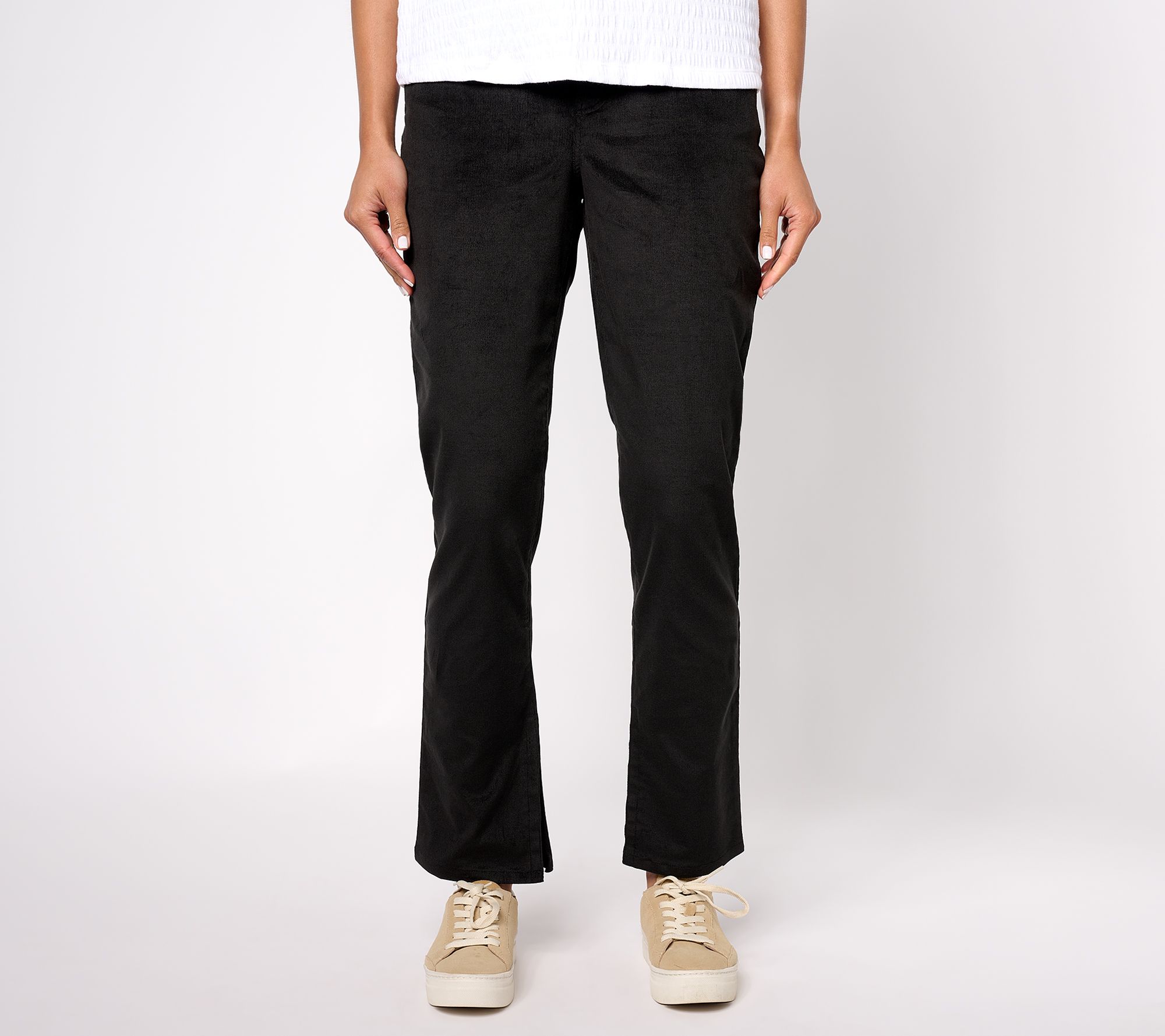 "As Is" Denim & Co. Adaptive slim Straight Corduroy Pant