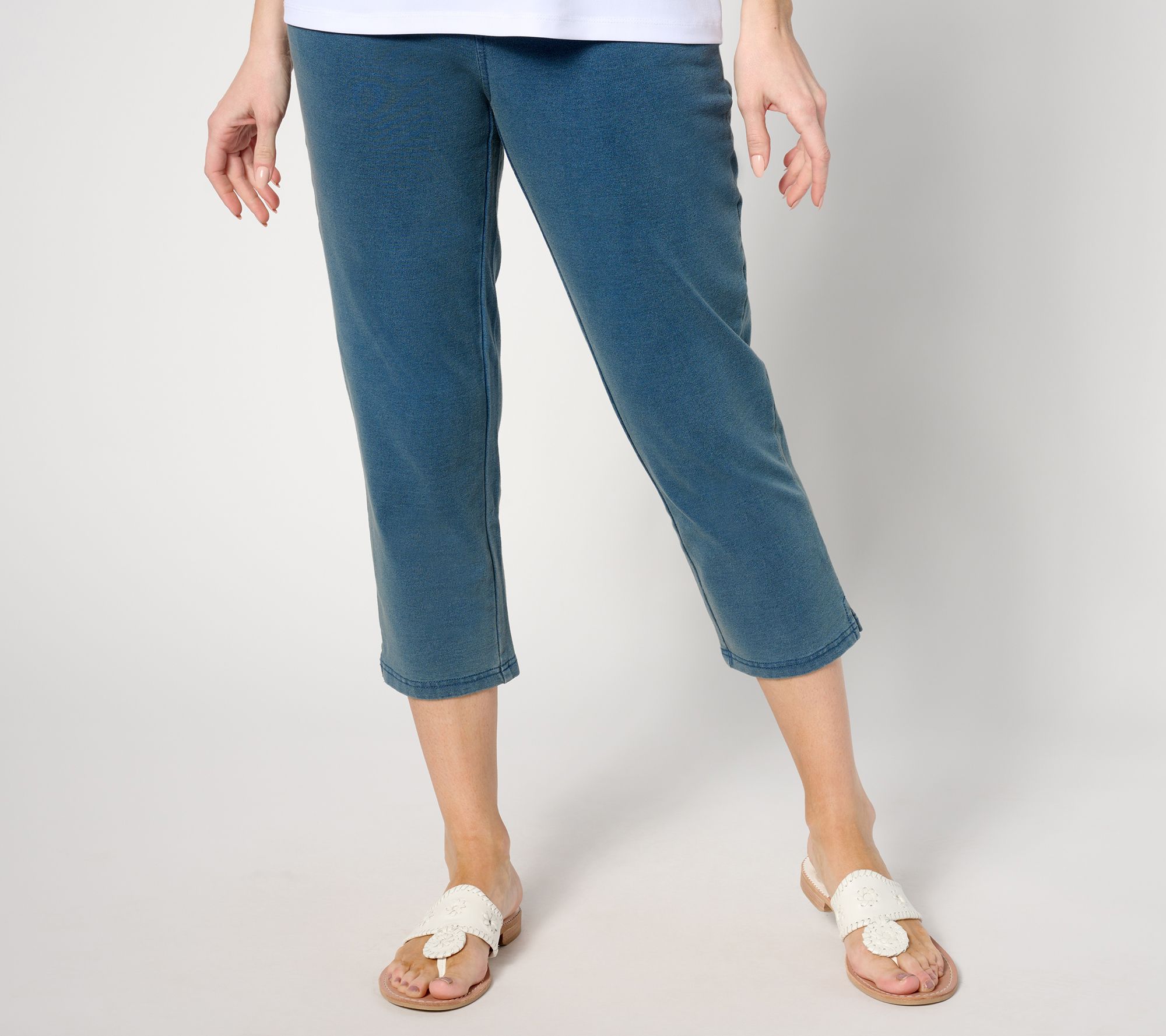 "As Is" Quacker Factory DreamJeannes Reg Flat Waist Crop Pants