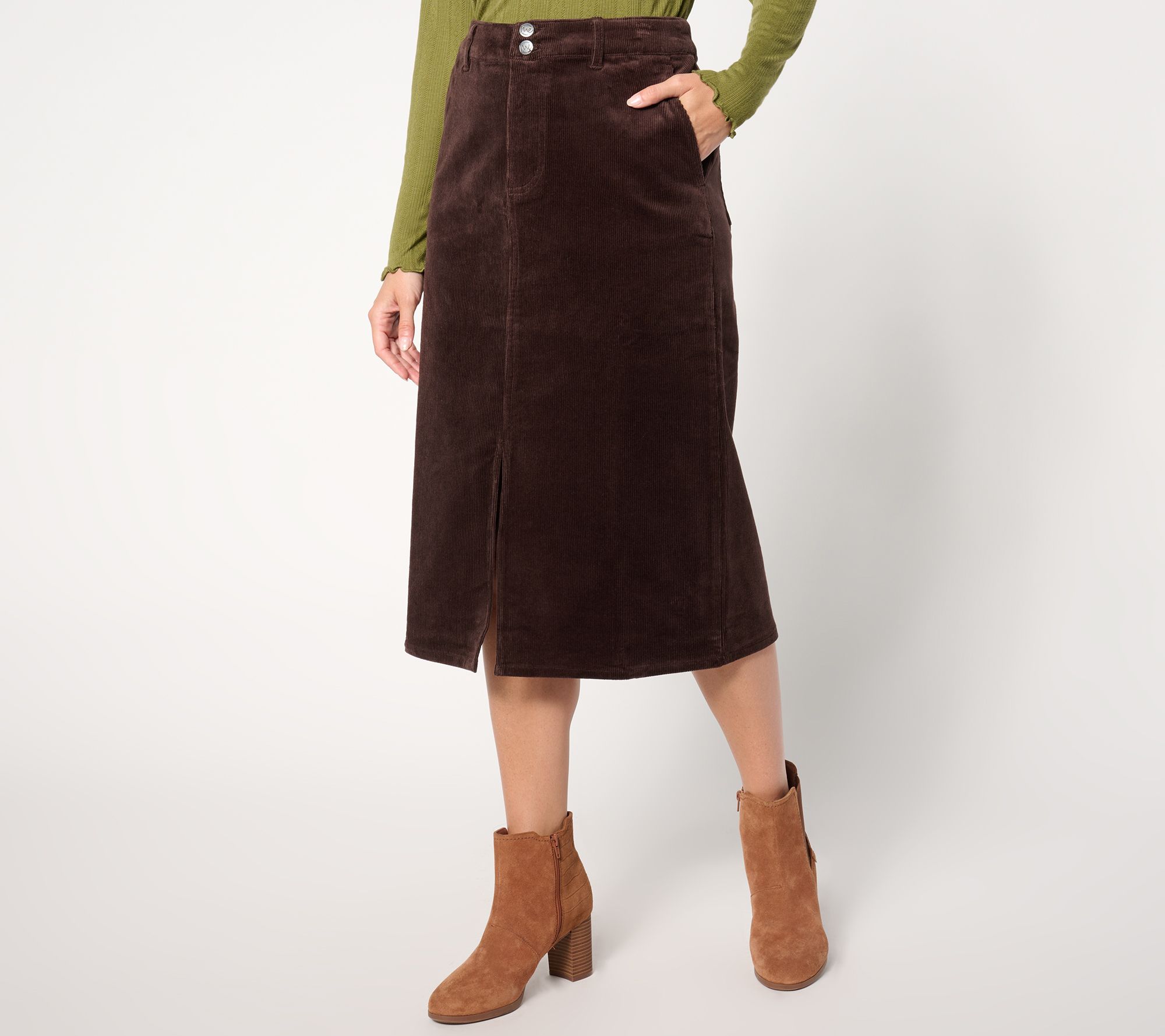Me by Jennie Garth Petite Colette Corduroy Midi Skirt - QVC.com