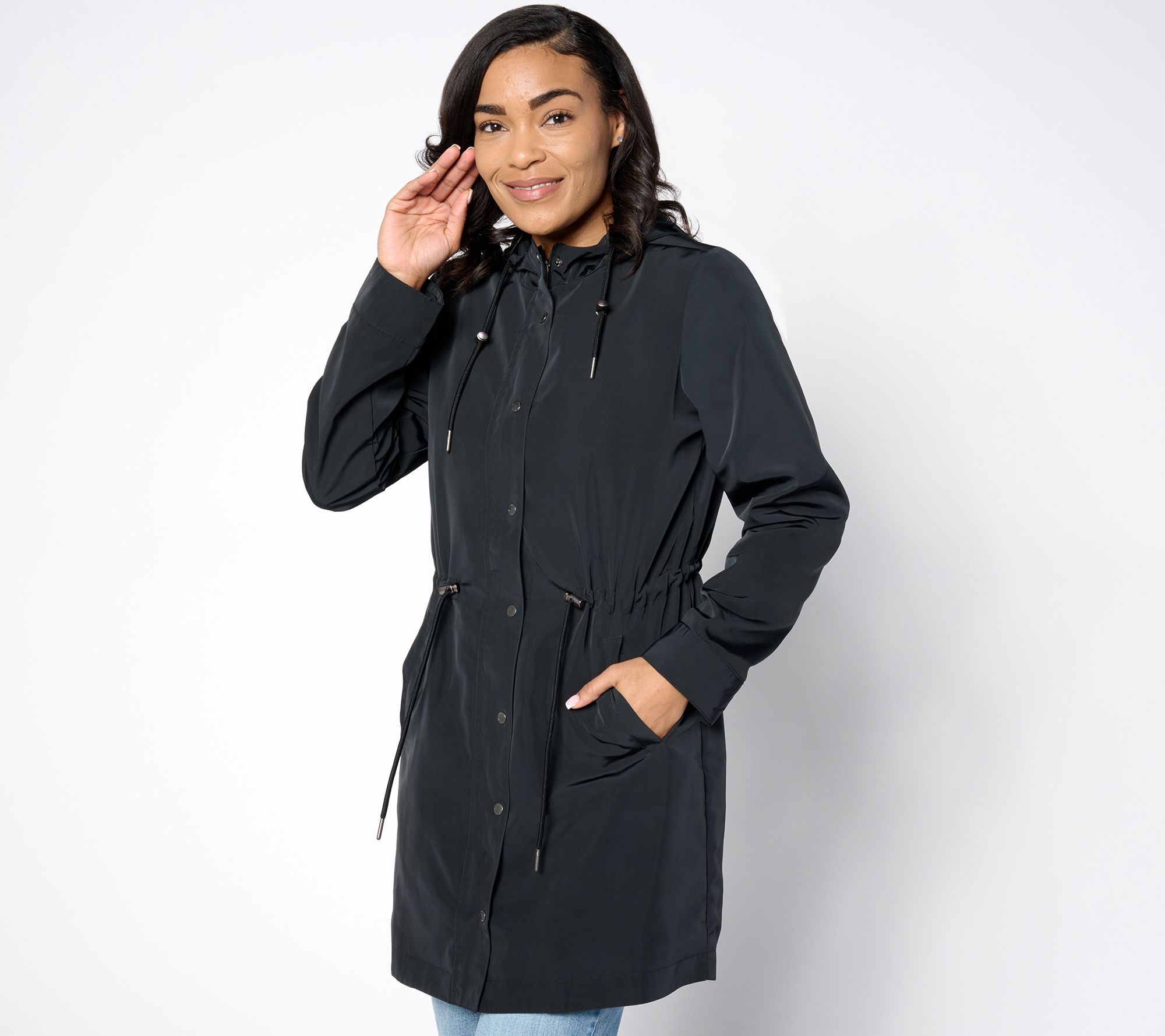 "As Is" Susan Graver Petite Water Resistant Anorak Jacket with Hood