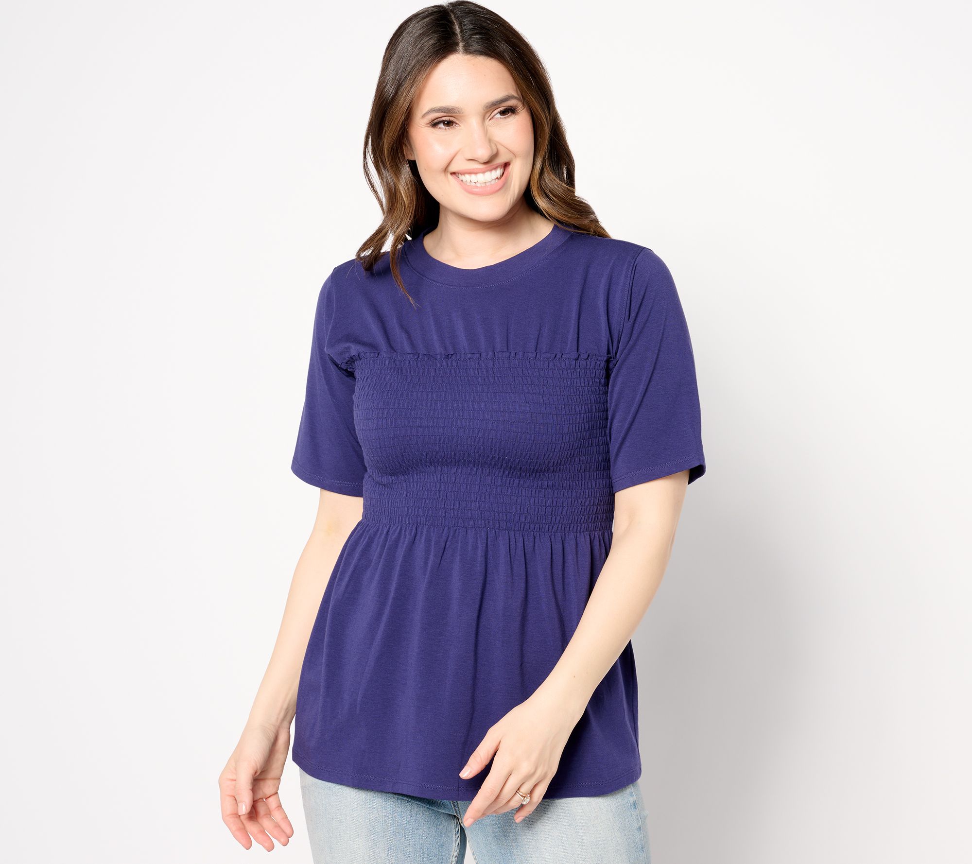 "As Is" Studio Park x Vanessa Herring Ruched Peplum T-Shirt