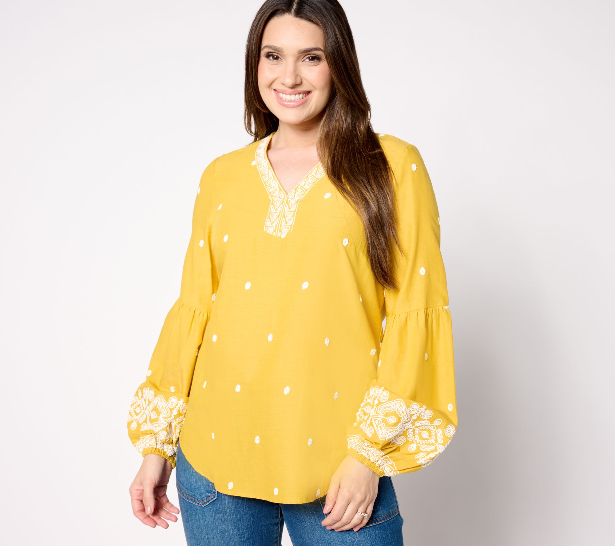 "As Is" Belle Boho by Kim Gravel Frayed Knot Embroider Floral Blouse