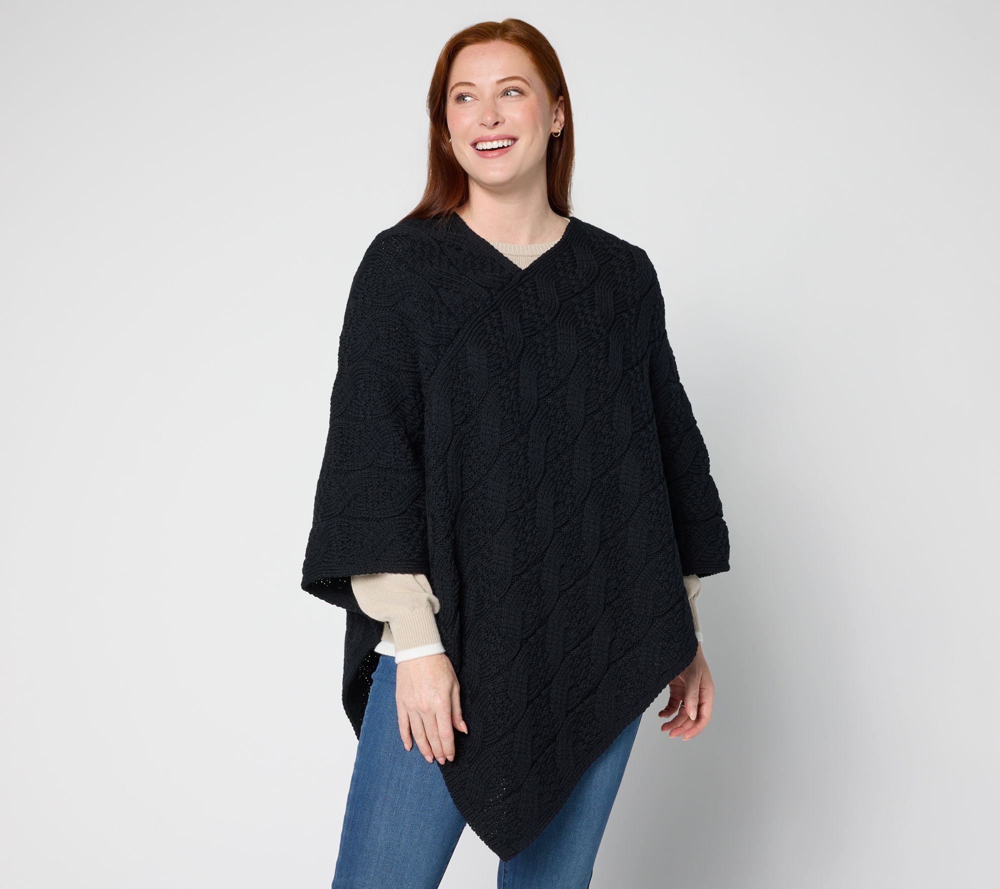 Aran Crafts Merino Wool V-Neck Poncho