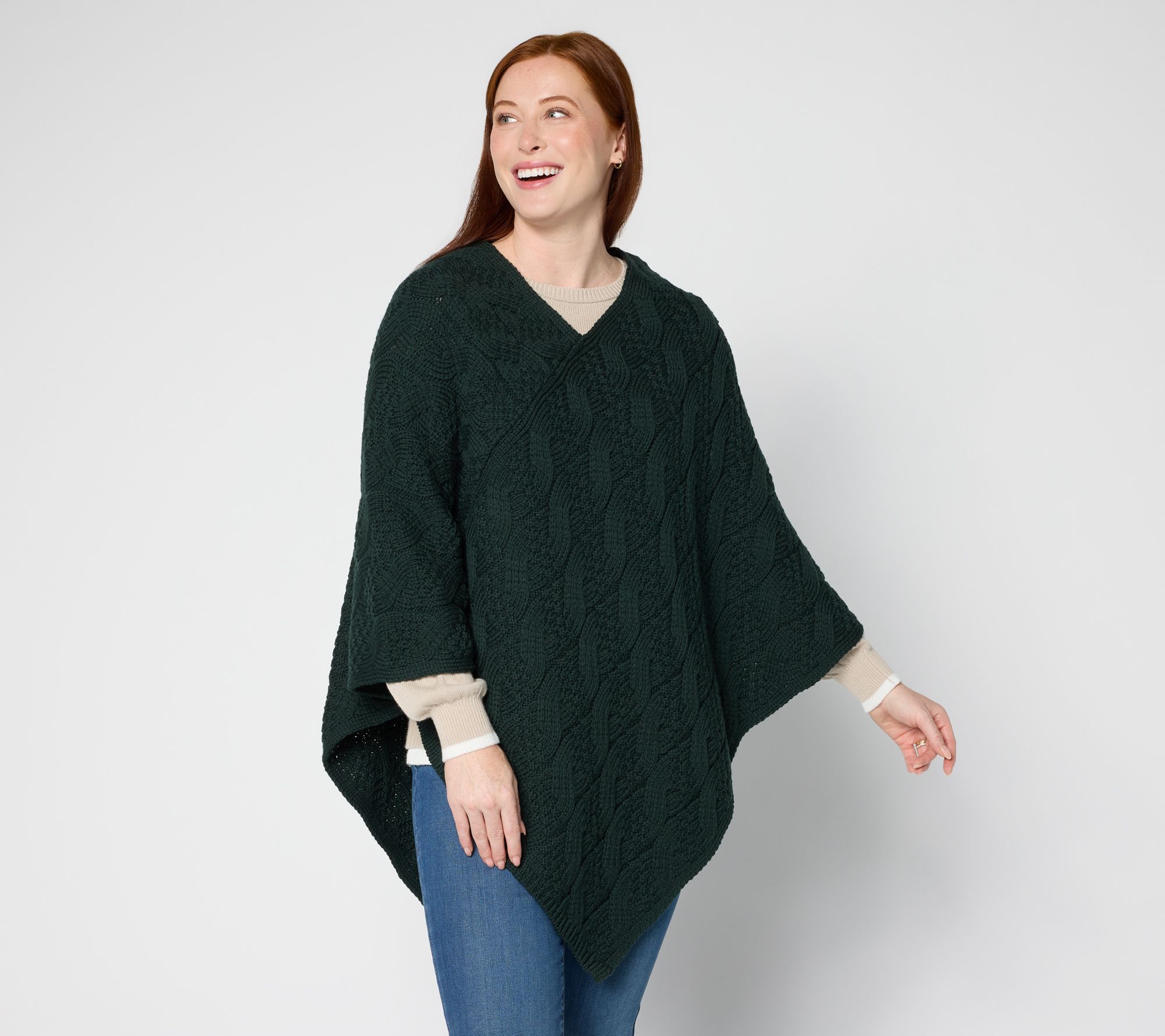 Aran Crafts Merino Wool V-Neck Poncho