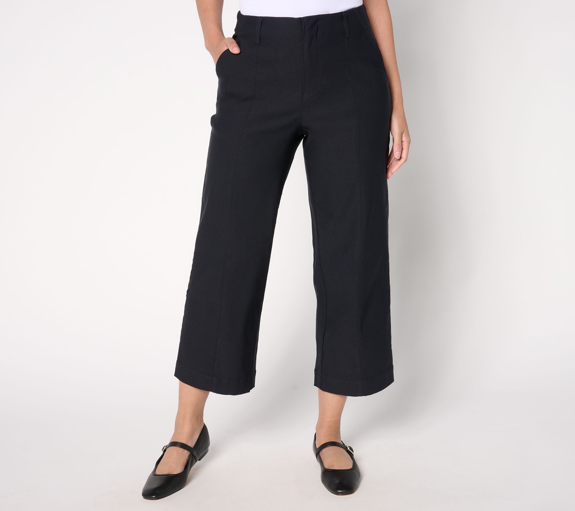 Joan Rivers Petite Wide Leg Crop Bengaline Pant