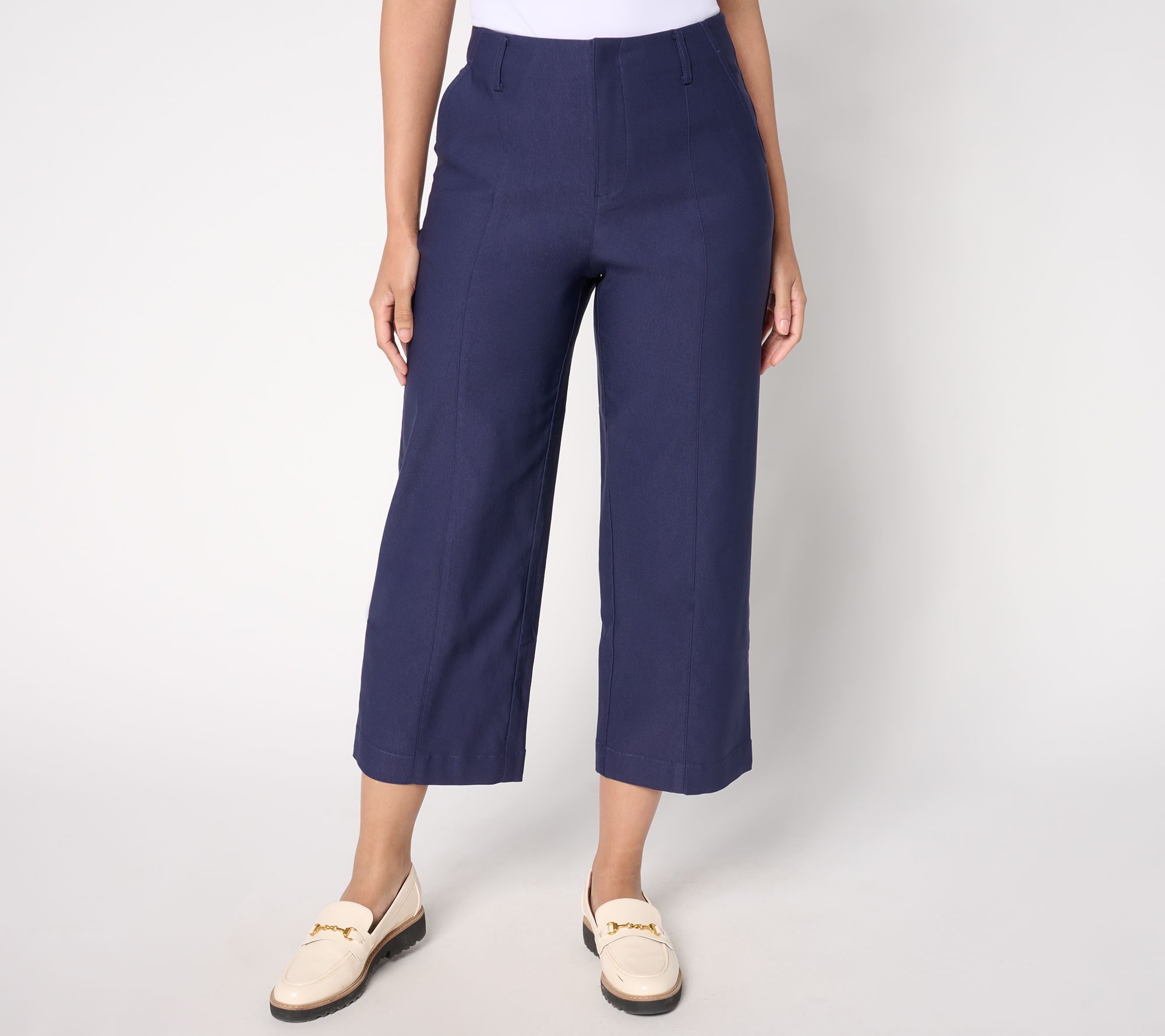 Joan Rivers Petite Wide Leg Crop Bengaline Pant