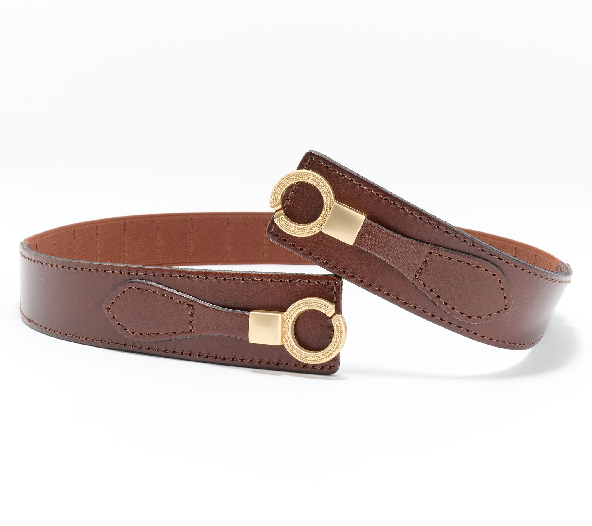 "As Is" Complliments Real Leather Elastic Panel Belt