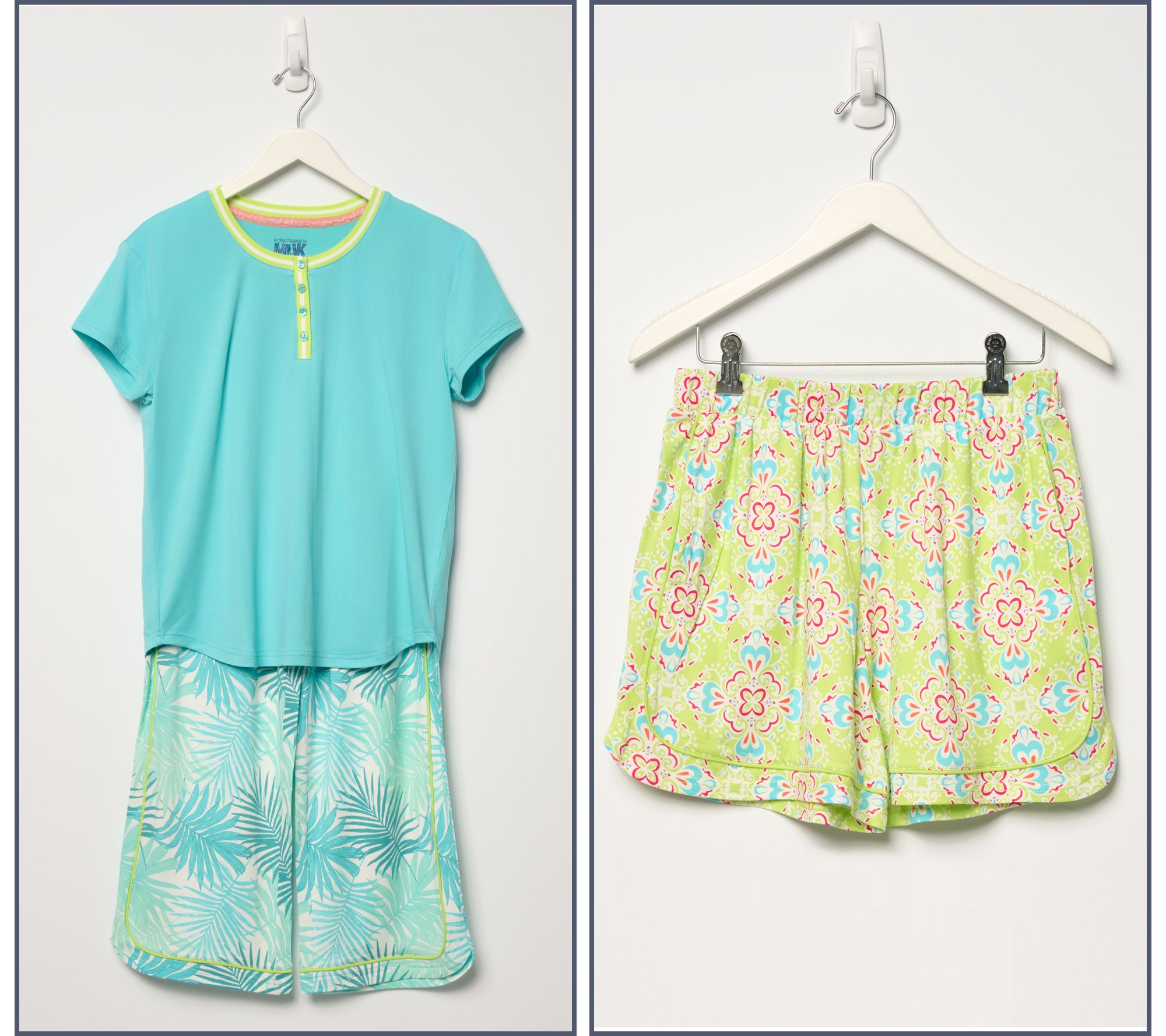 MUK LUKS Cloud Knit Tee, Short, & Capri Pajama Set