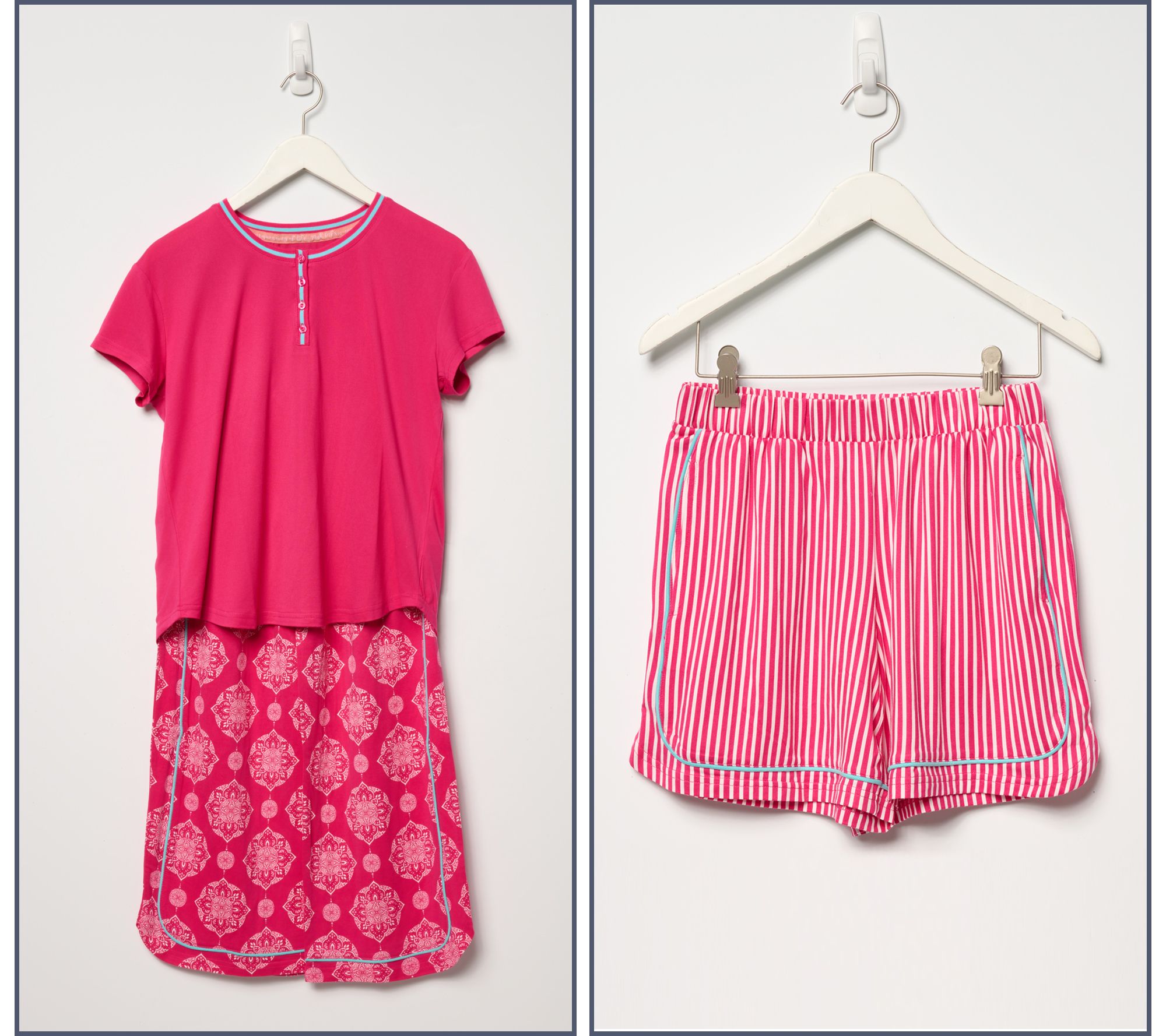 MUK LUKS Cloud Knit Tee, Short, & Capri Pajama Set