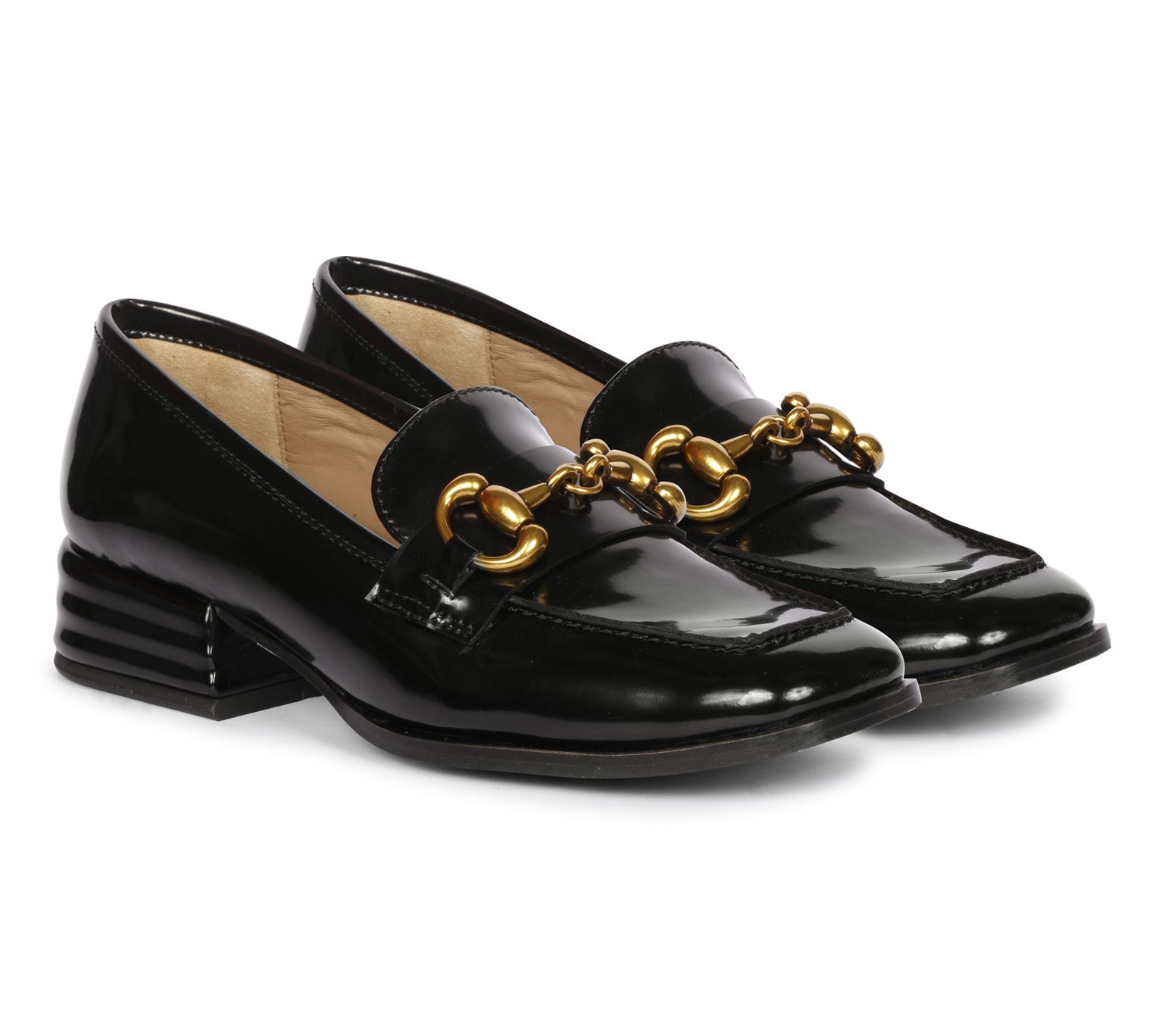 Saint G Leather Horsebit Heeled Loafer- Cosmos