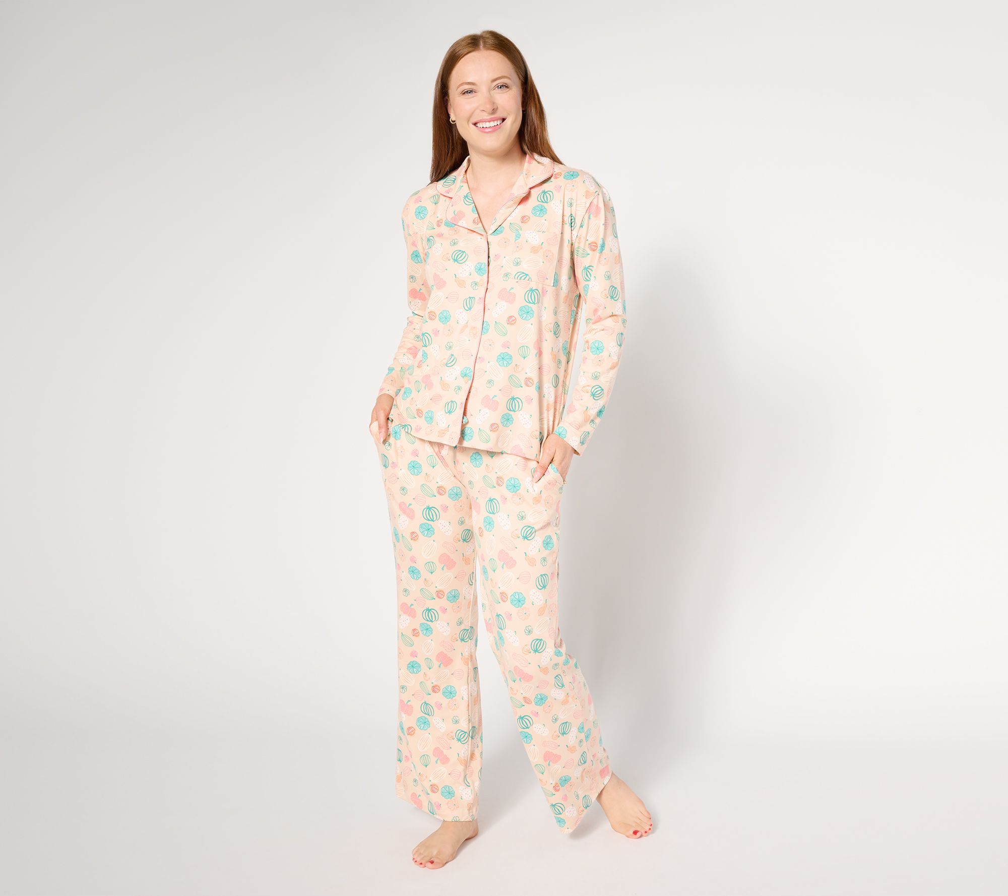 "As Is" MUK LUKS Dream Cloud Notch Collar Harvest Pajama Set